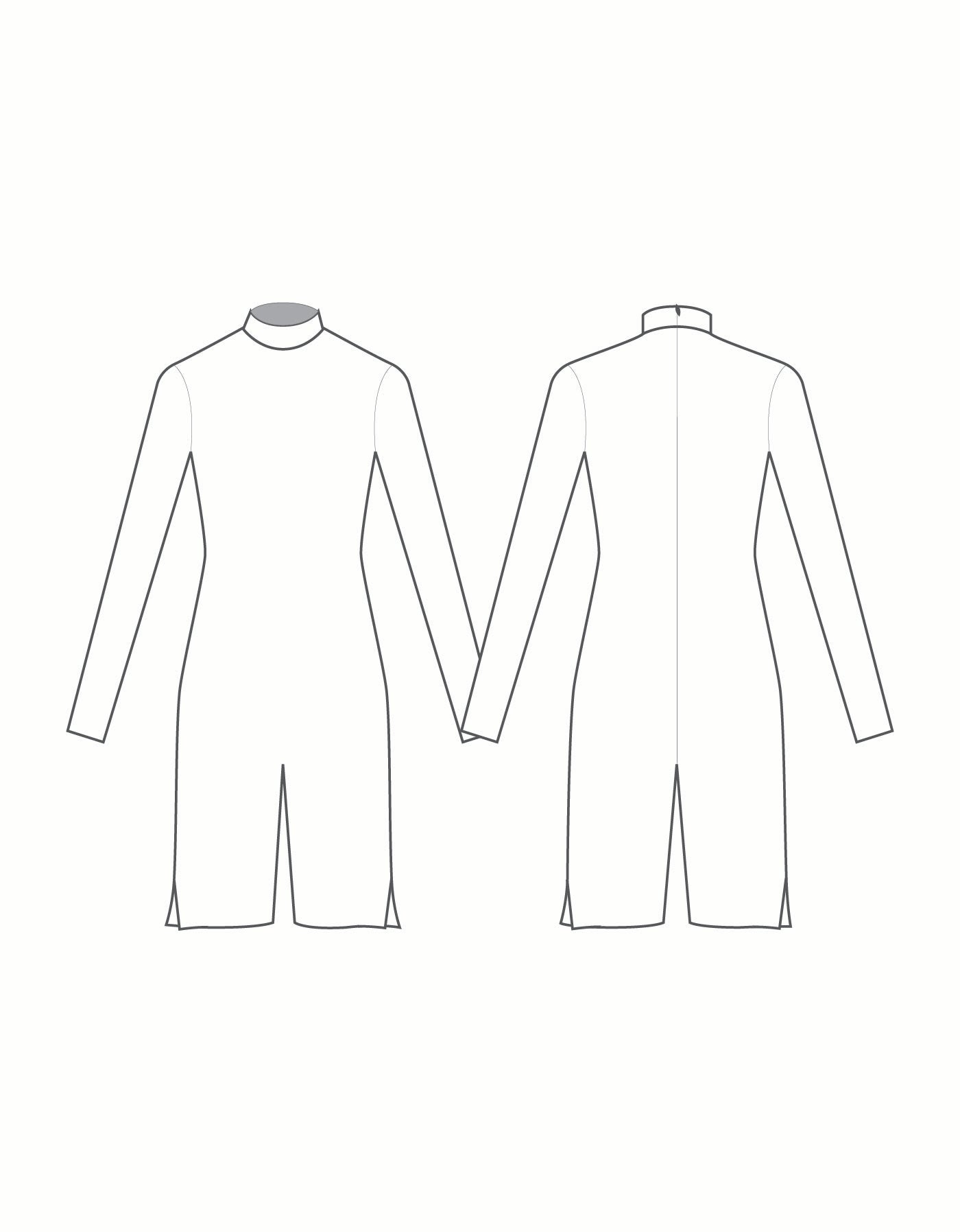 Custom Inked LS TNeck Zipper Back Nicker Biketard with Loose Short and Side Slit - Lycra