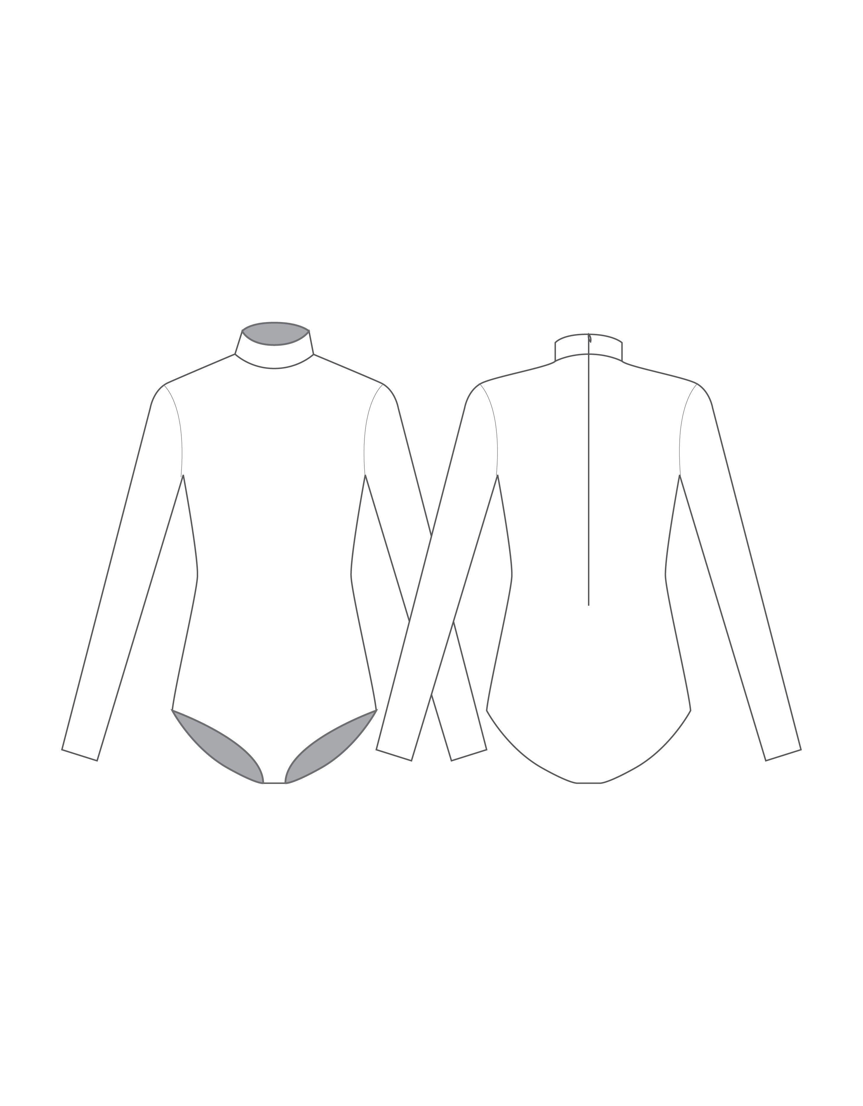 Custom Inked LS Tneck Zipper Back Leotard - Lycra