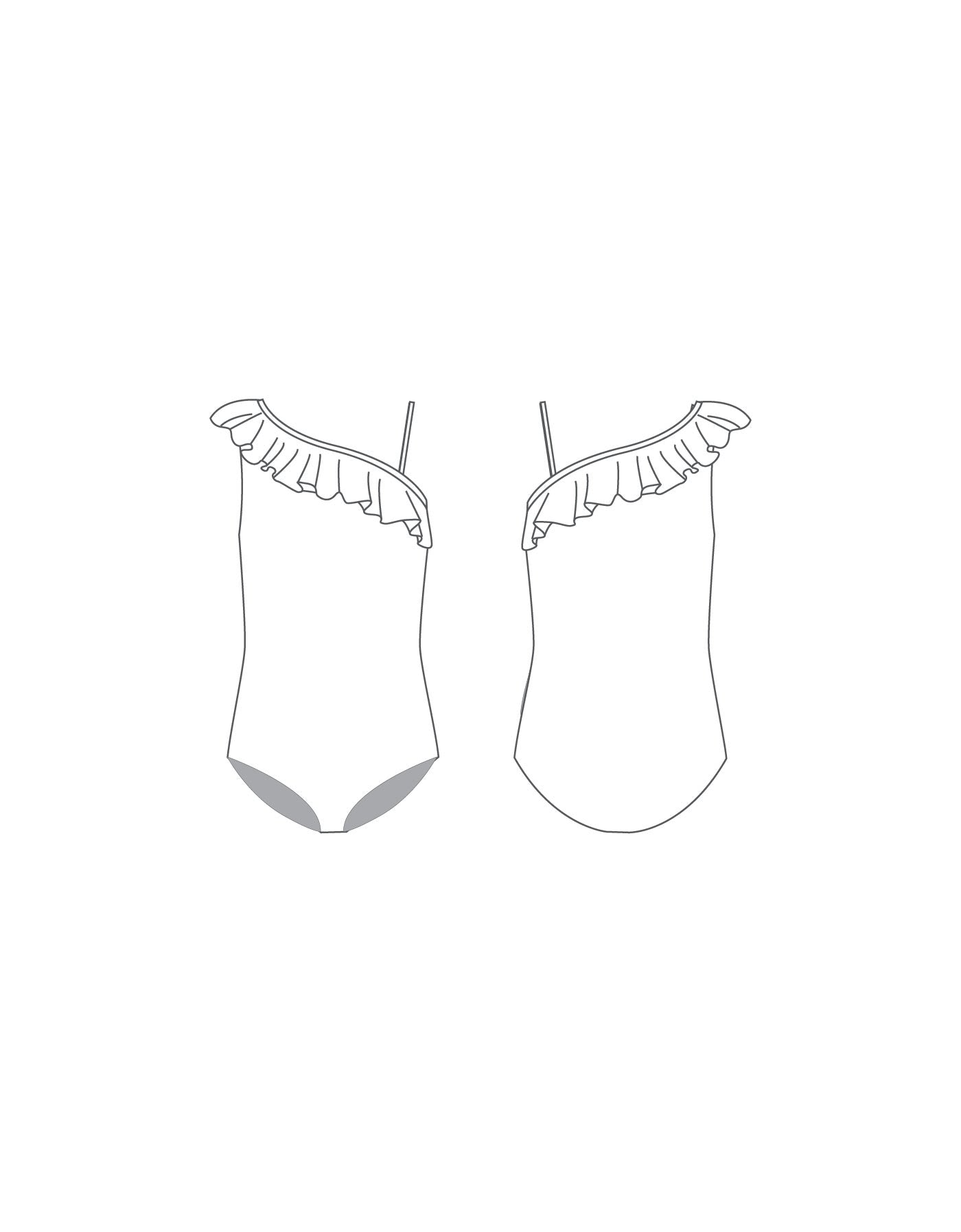 Custom Inked One Shoulder w Ruffle Leotard - Hologram