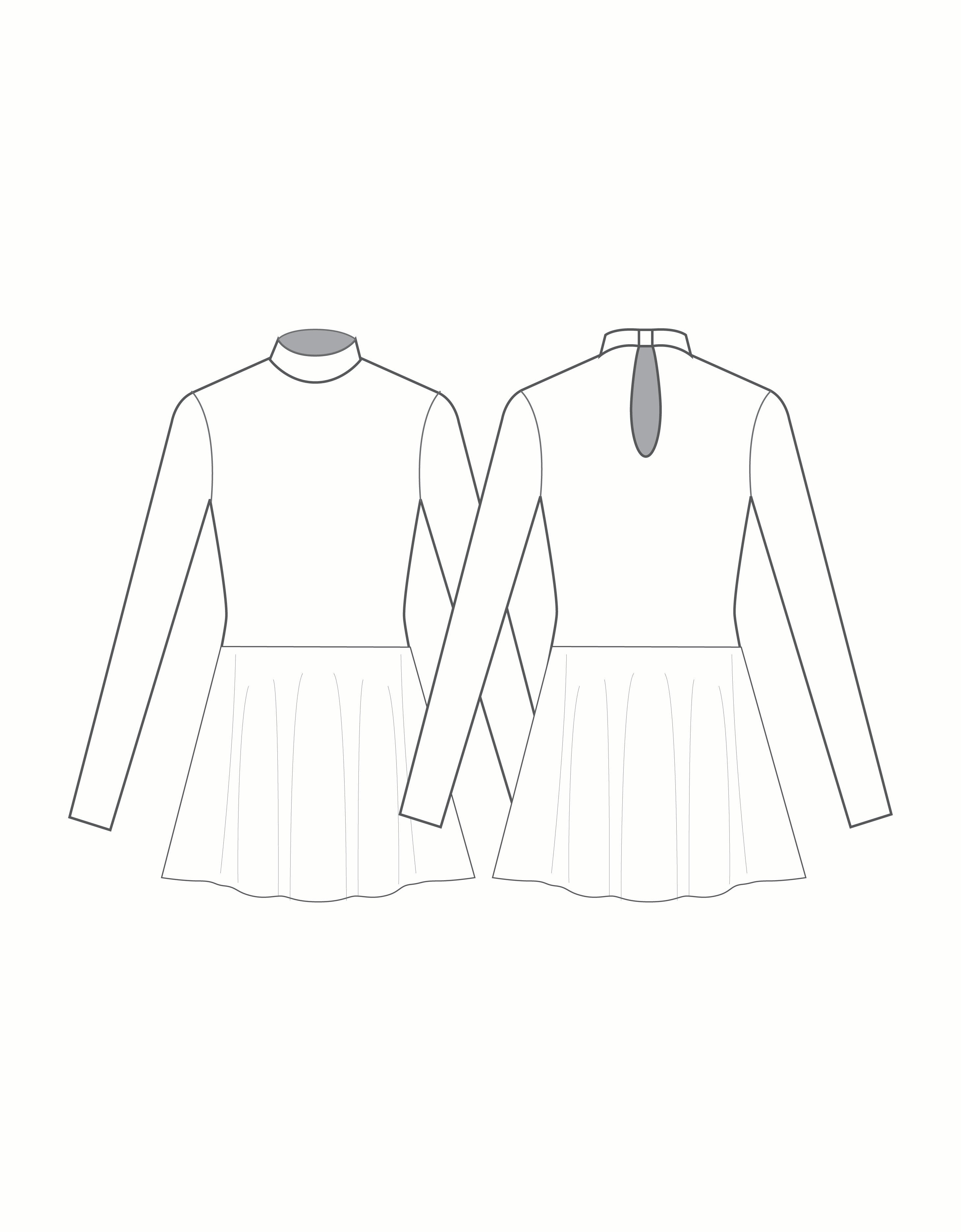 Custom Inked LS TNeck Keyhole Back Dress Straight Waist - Lycra