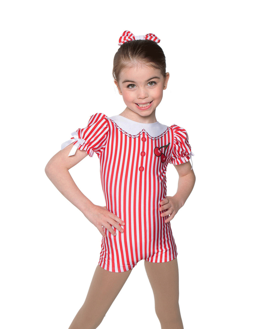 No Lining - Cherry Pie Puff Sleeve Biketard