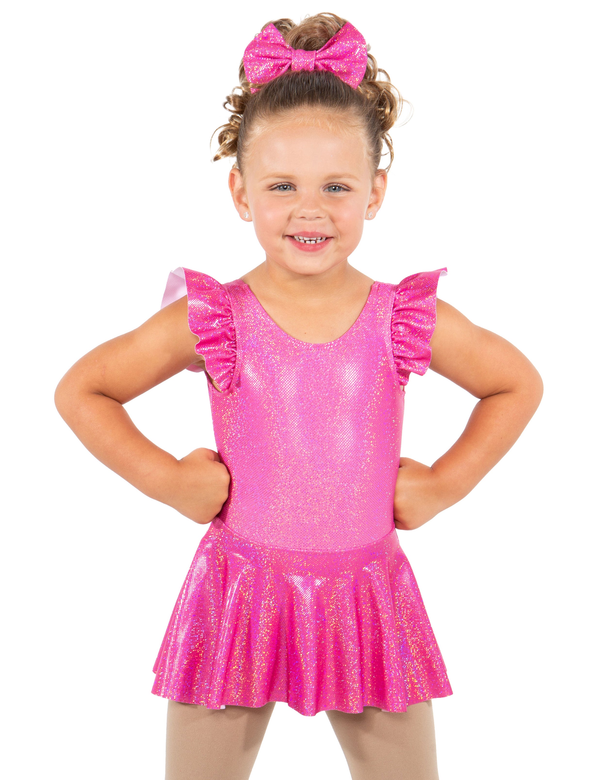 Solid Hologram Tank with Gather Sleeve Dress