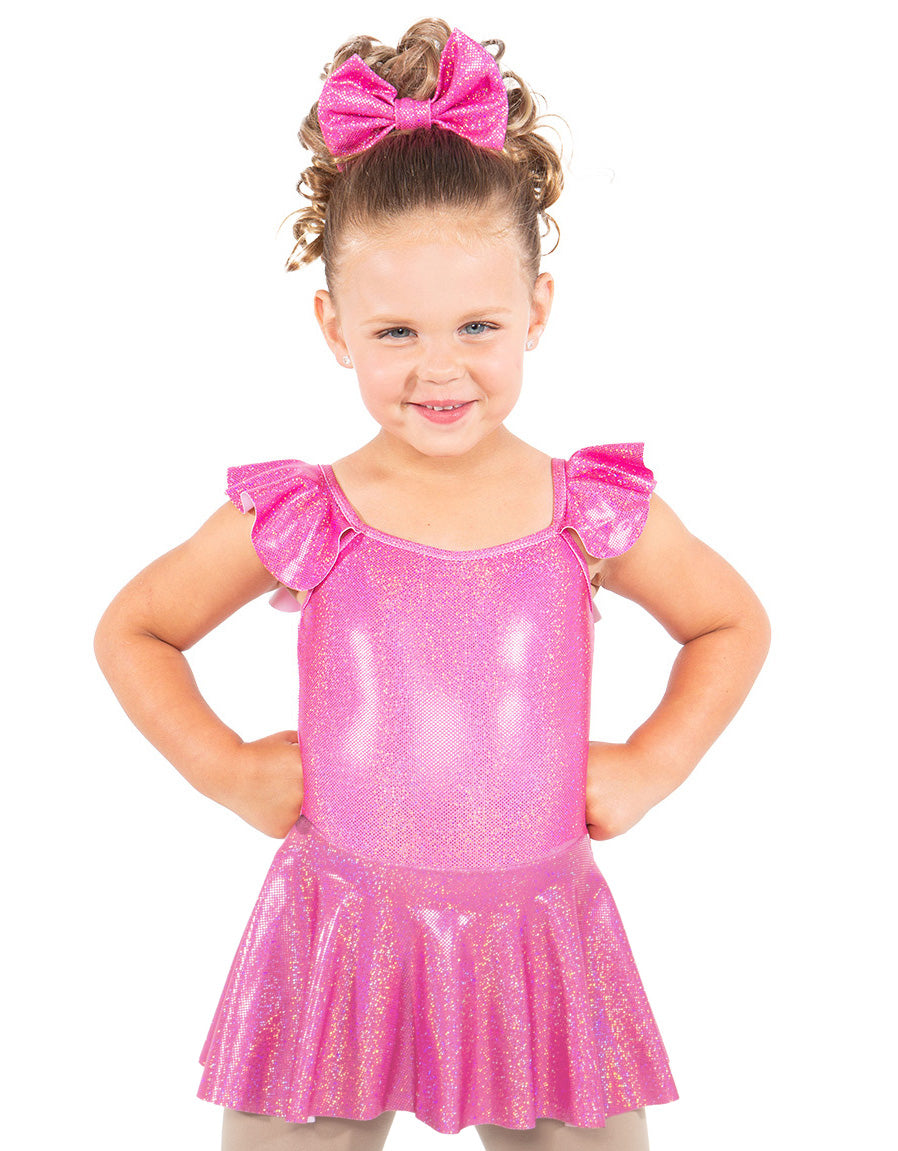 Solid Hologram Cami Dress with Flutter Sleeves