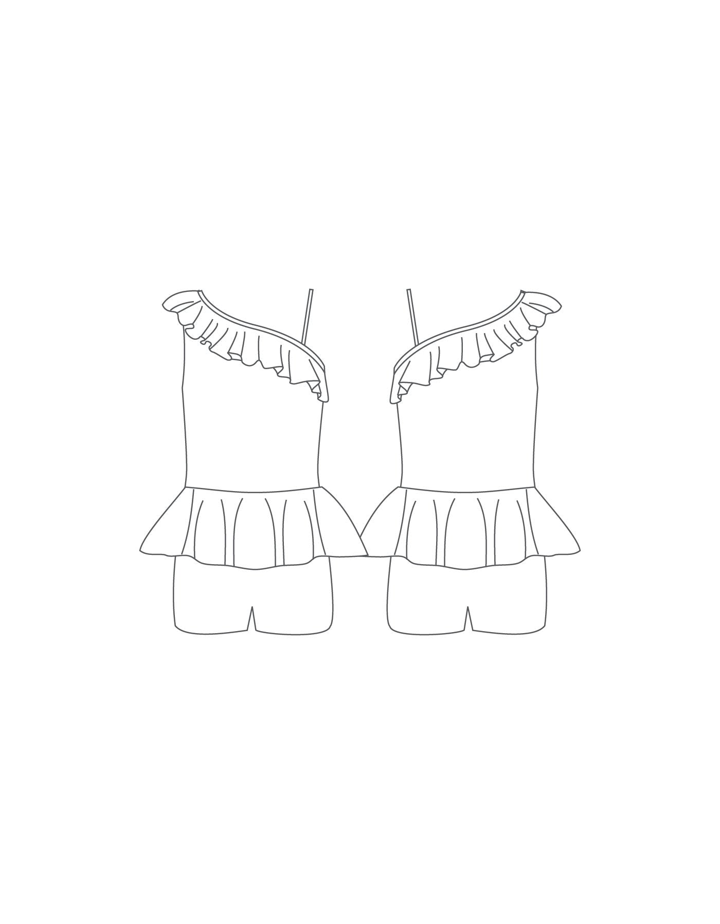 Custom Inked One Shoulder w Ruffle Biketard w Peplum - Hologram