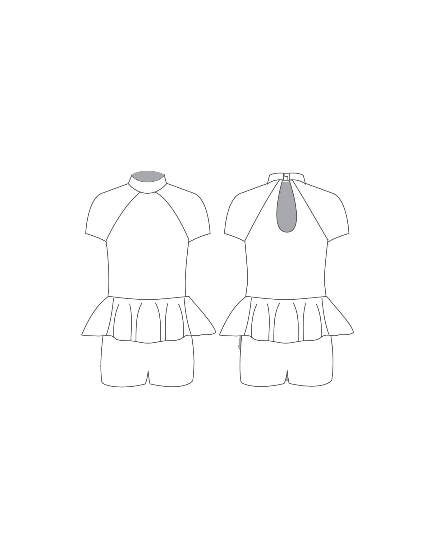 Custom Inked Raglan Keyhole Biketard w peplum - Lycra