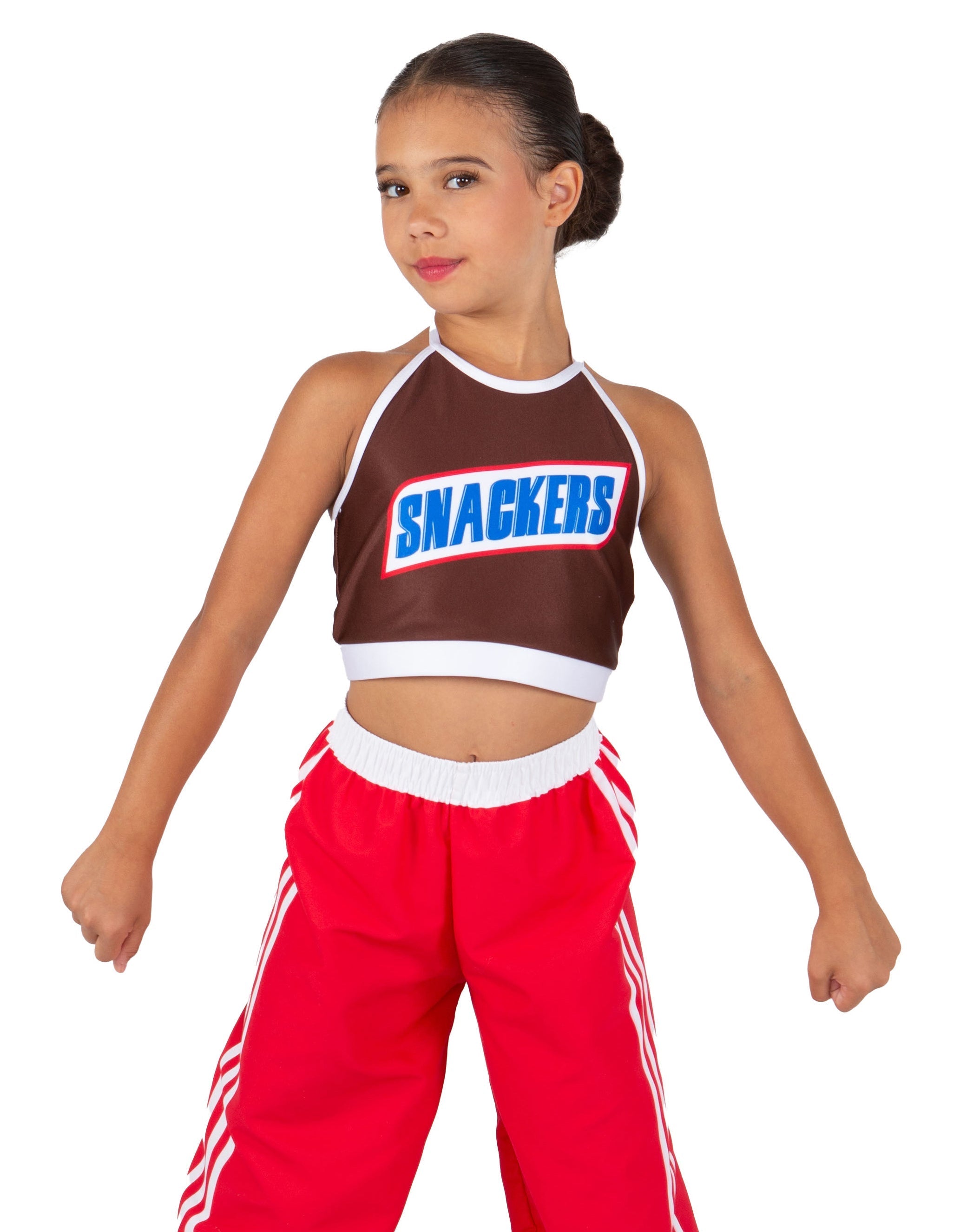 Snackers Chocolate Halter Binding Crop Top