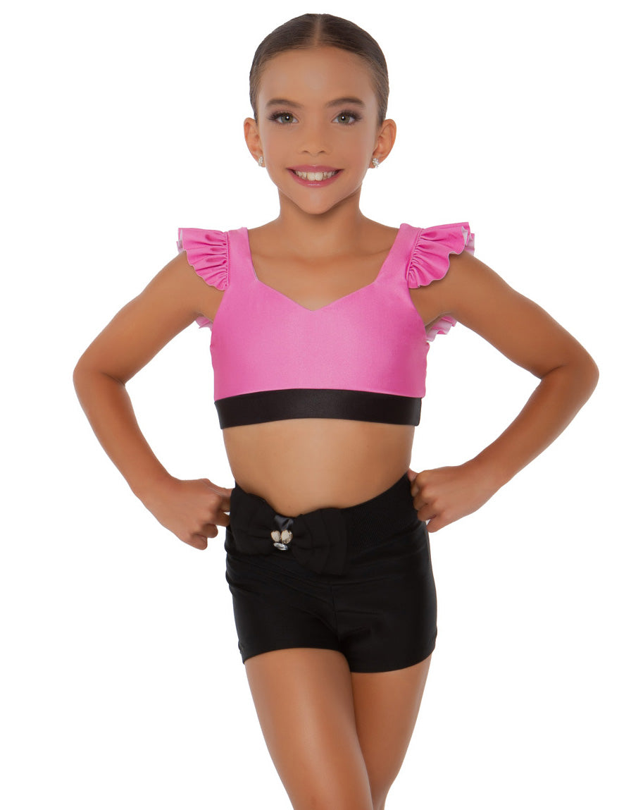 Polka Dot Rock Sweetheart Crop Top Gather Sleeves