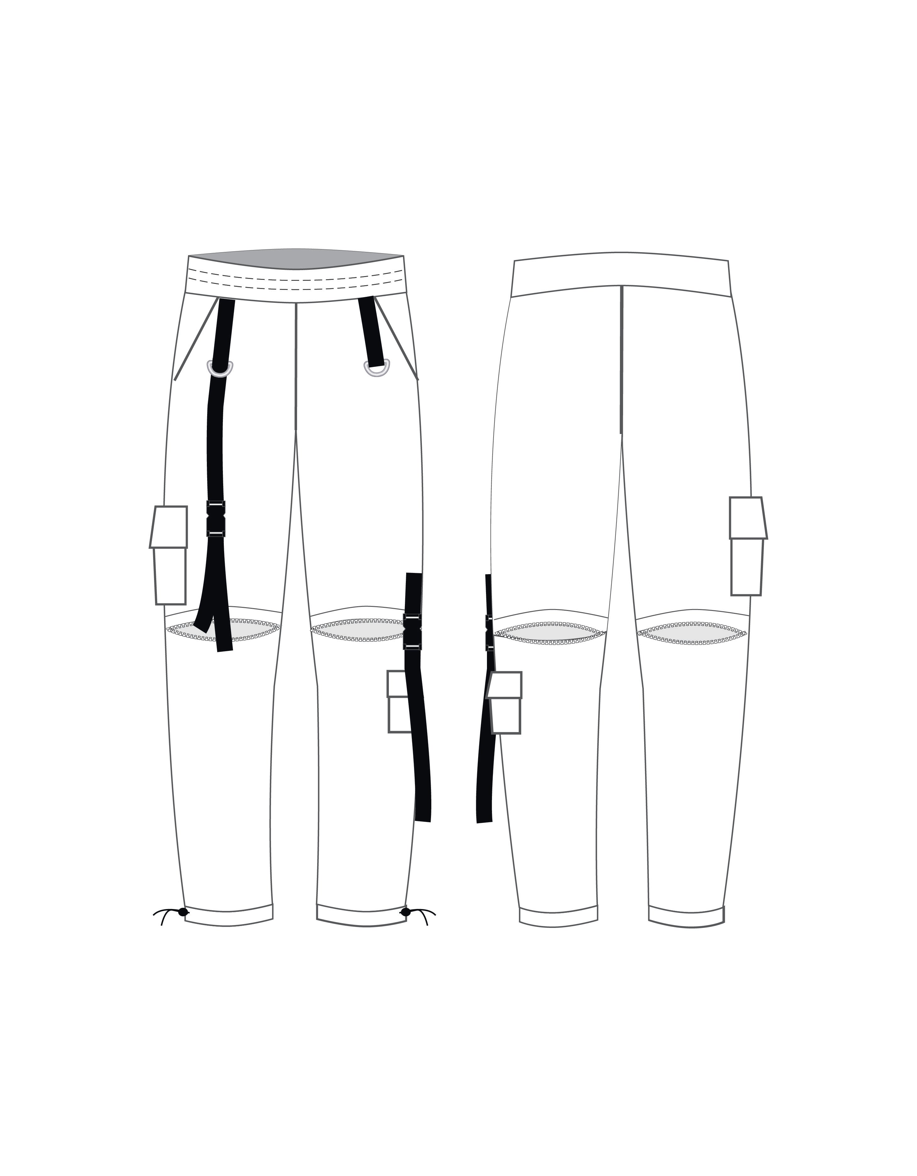 Custom Inked Zipper Cargo Pants with Straps - Mystique