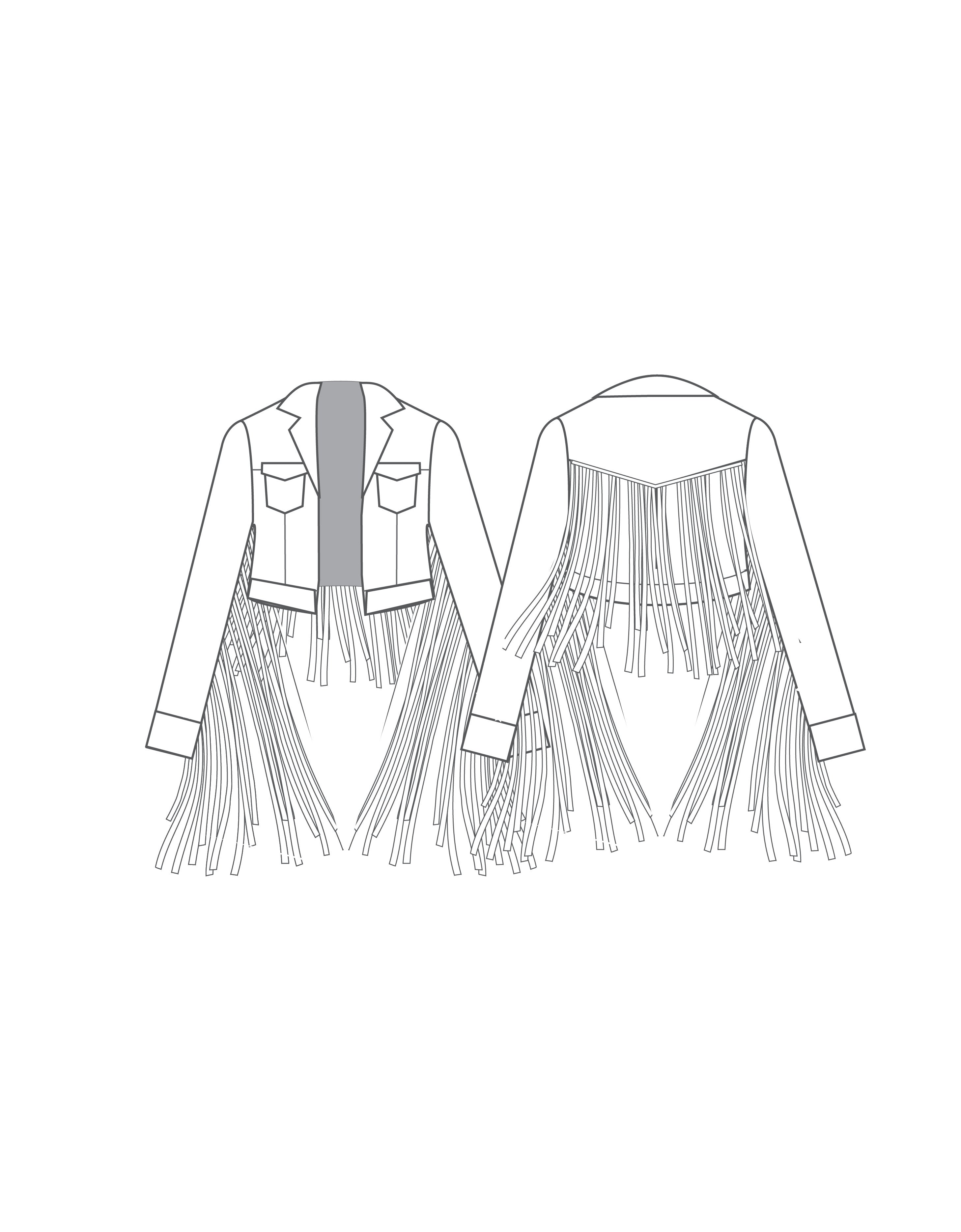 Custom Inked Jean Jacket with Fringe - Lycra