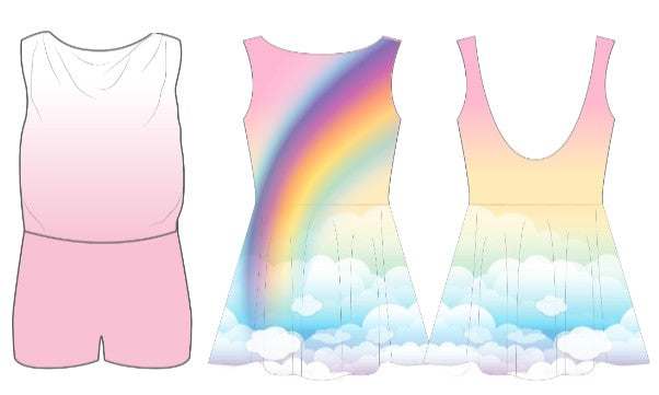 Custom Rainbow to Clouds Convertible Tank Dress
