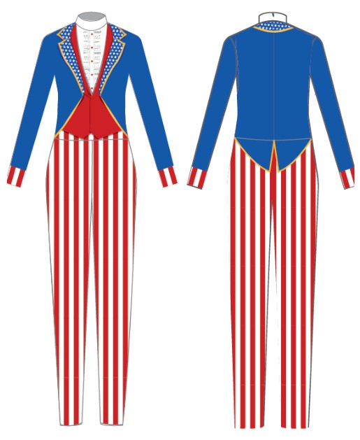 Americana Mens Zipper Back Slim Leg Unitard