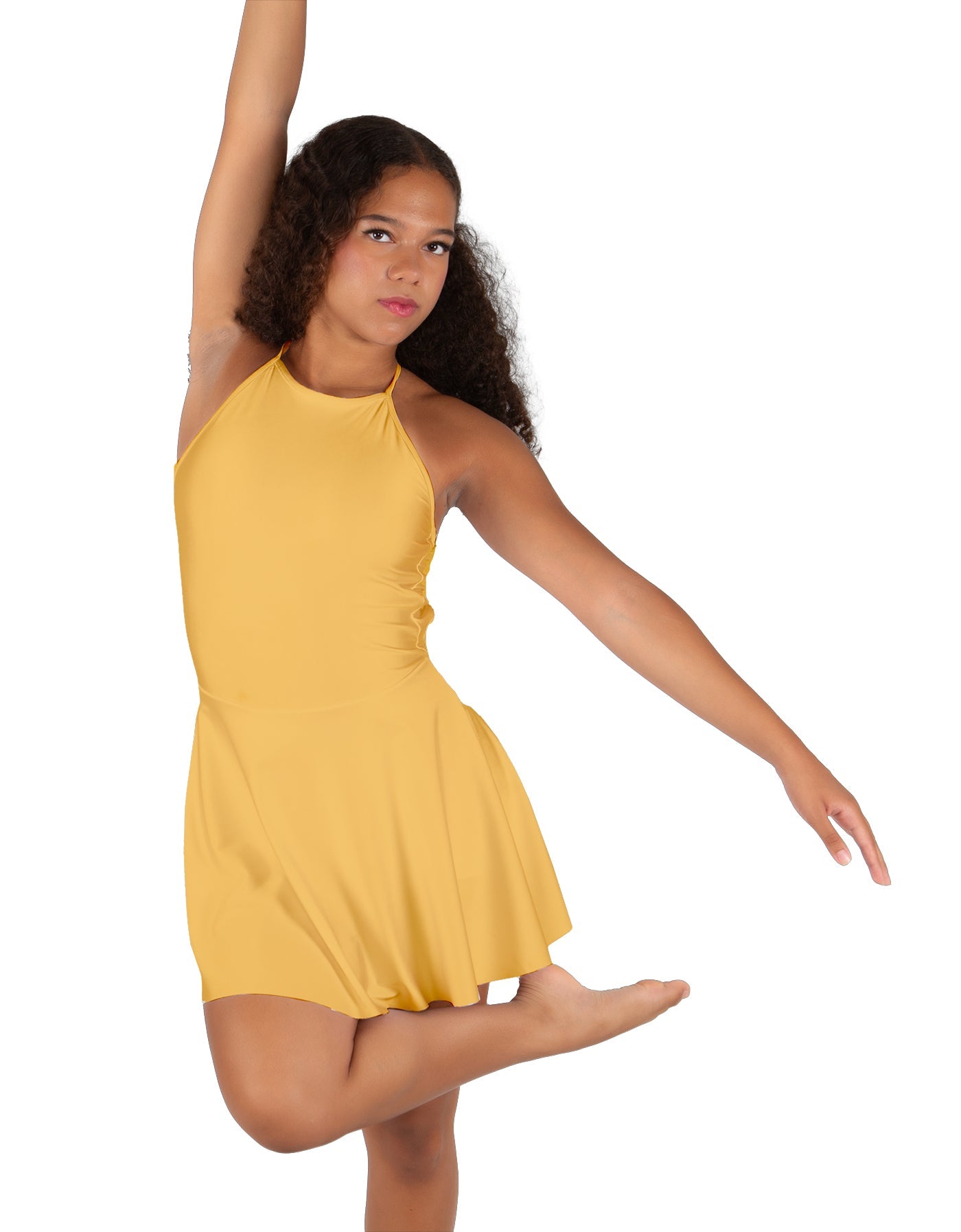 Solid Lycra Halter Dress with Bow back