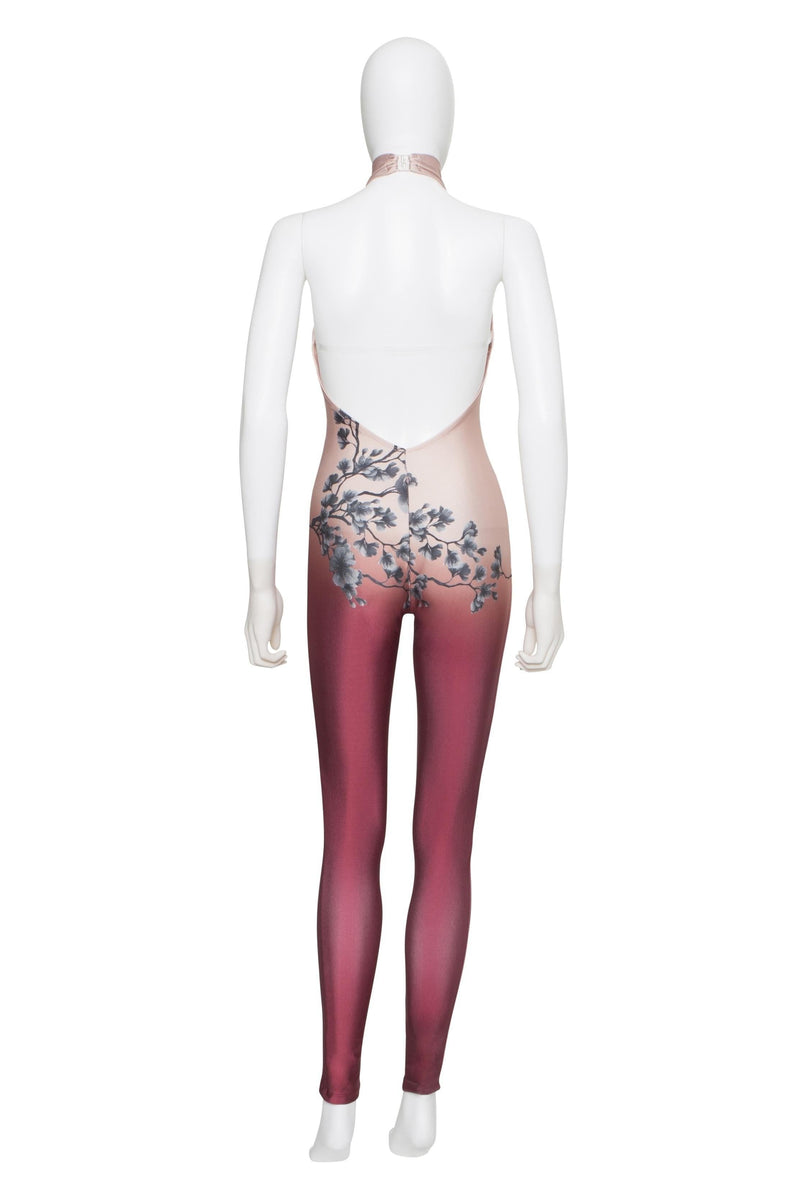 Brocade Nude Halter Unitard