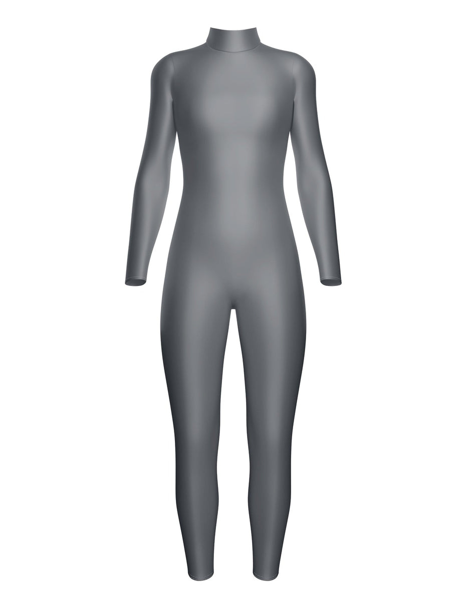 Solid Lycra LS Open Back Unitard