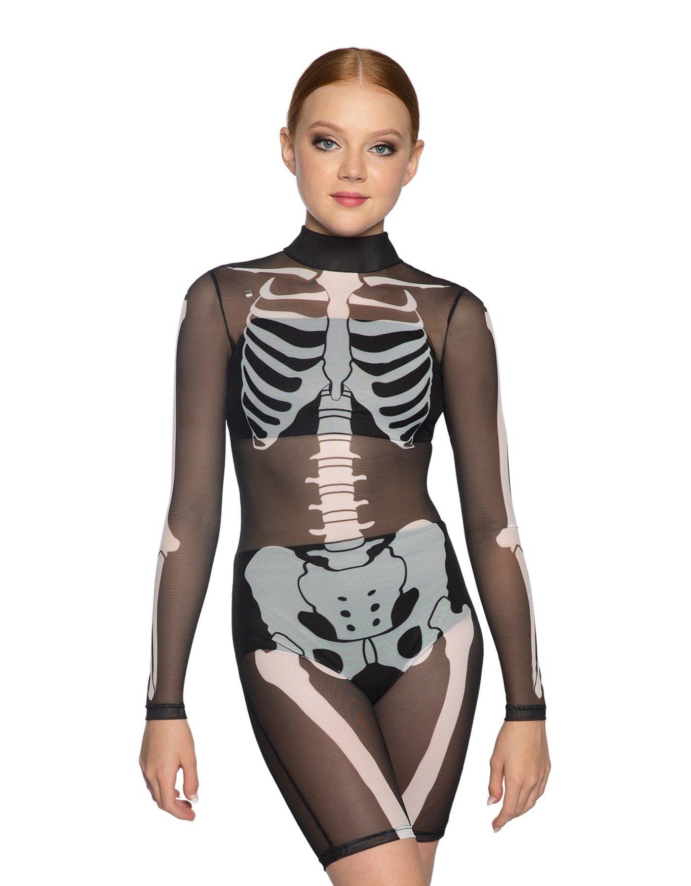 Bones LS Tneck Bike Short Open Back Biketard with Bandeau and Panty - Hamilton Theatrical