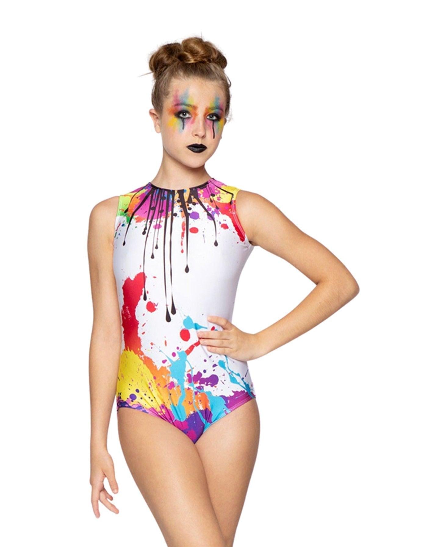 Paint Splatter Sleeveless Circle Back Leotard - Hamilton Theatrical