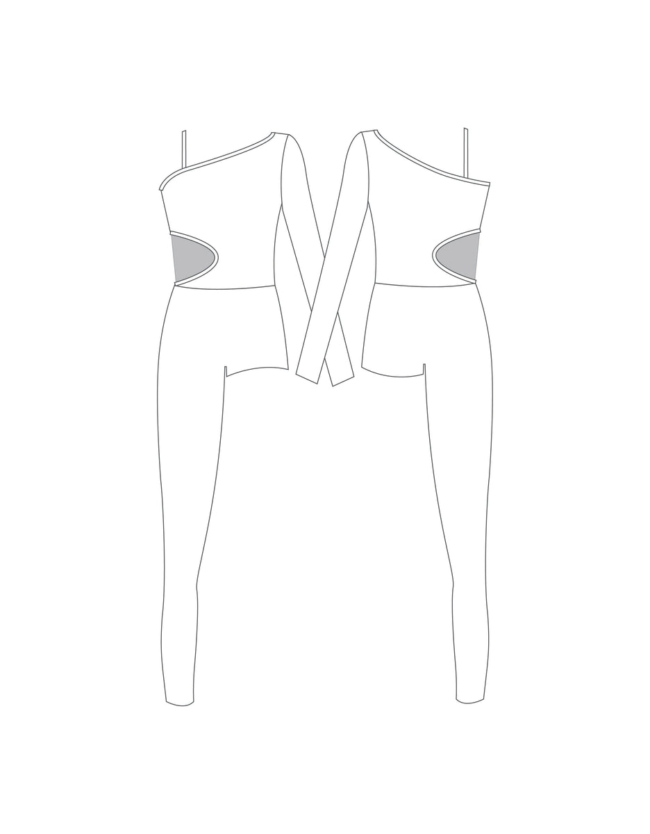 Custom Inked One Shoulder Unitard with one leg and Mesh Panel - Lycra ...