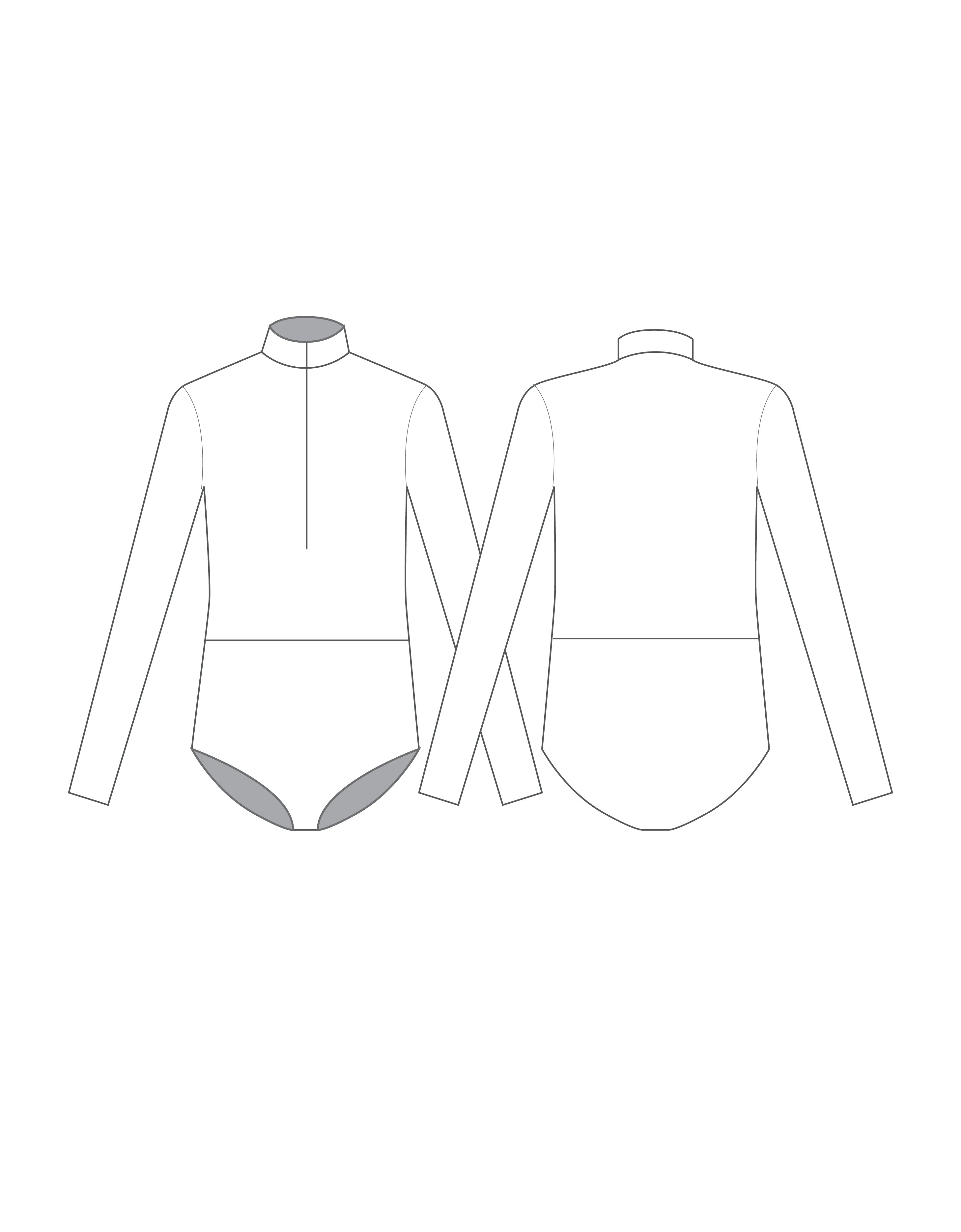 Custom Inked Long Sleeve Tneck Zip Front Boys Leotard - Lycra