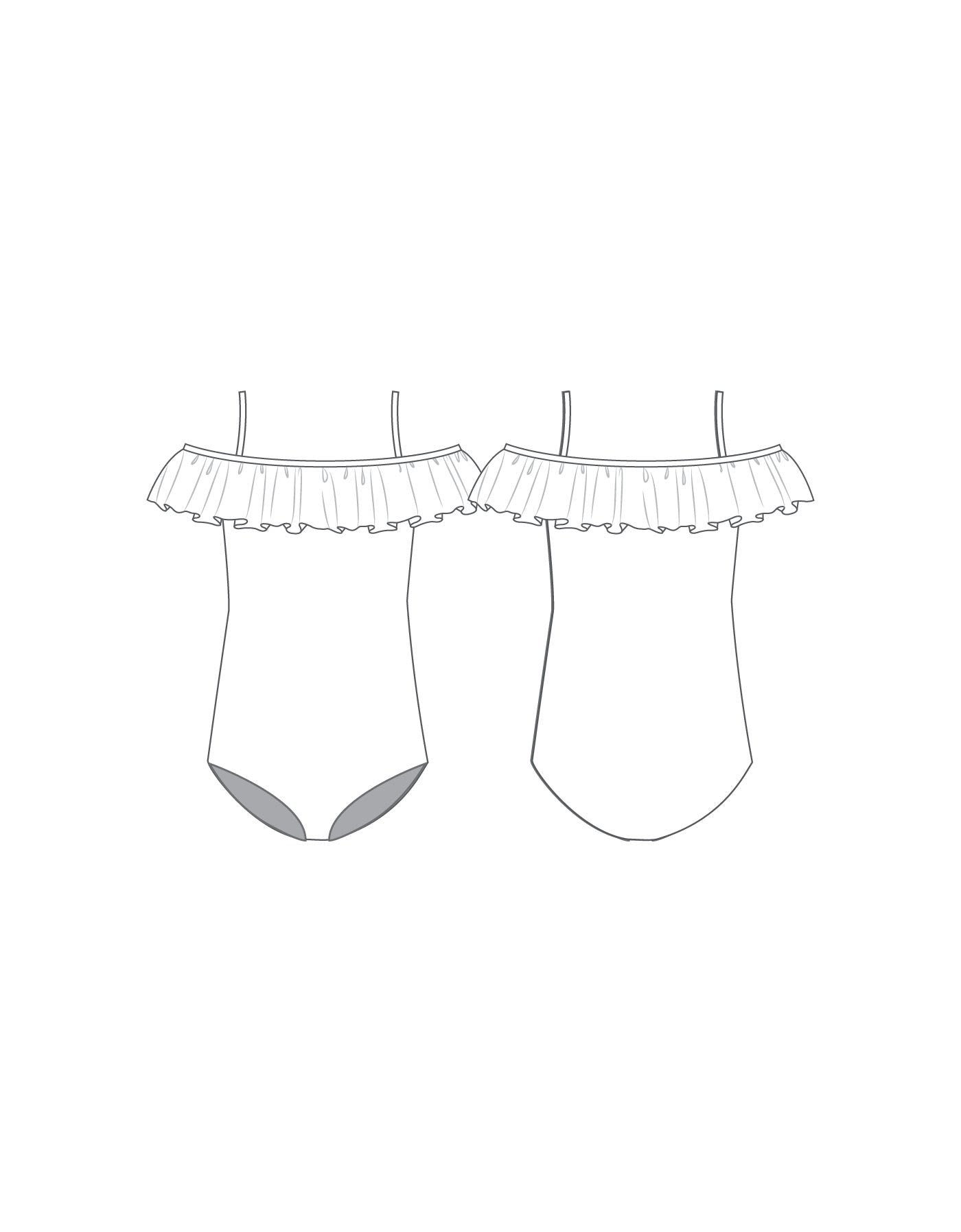 Custom Inked Ruffle Off Shoulder Camisole Leotard - Lycra