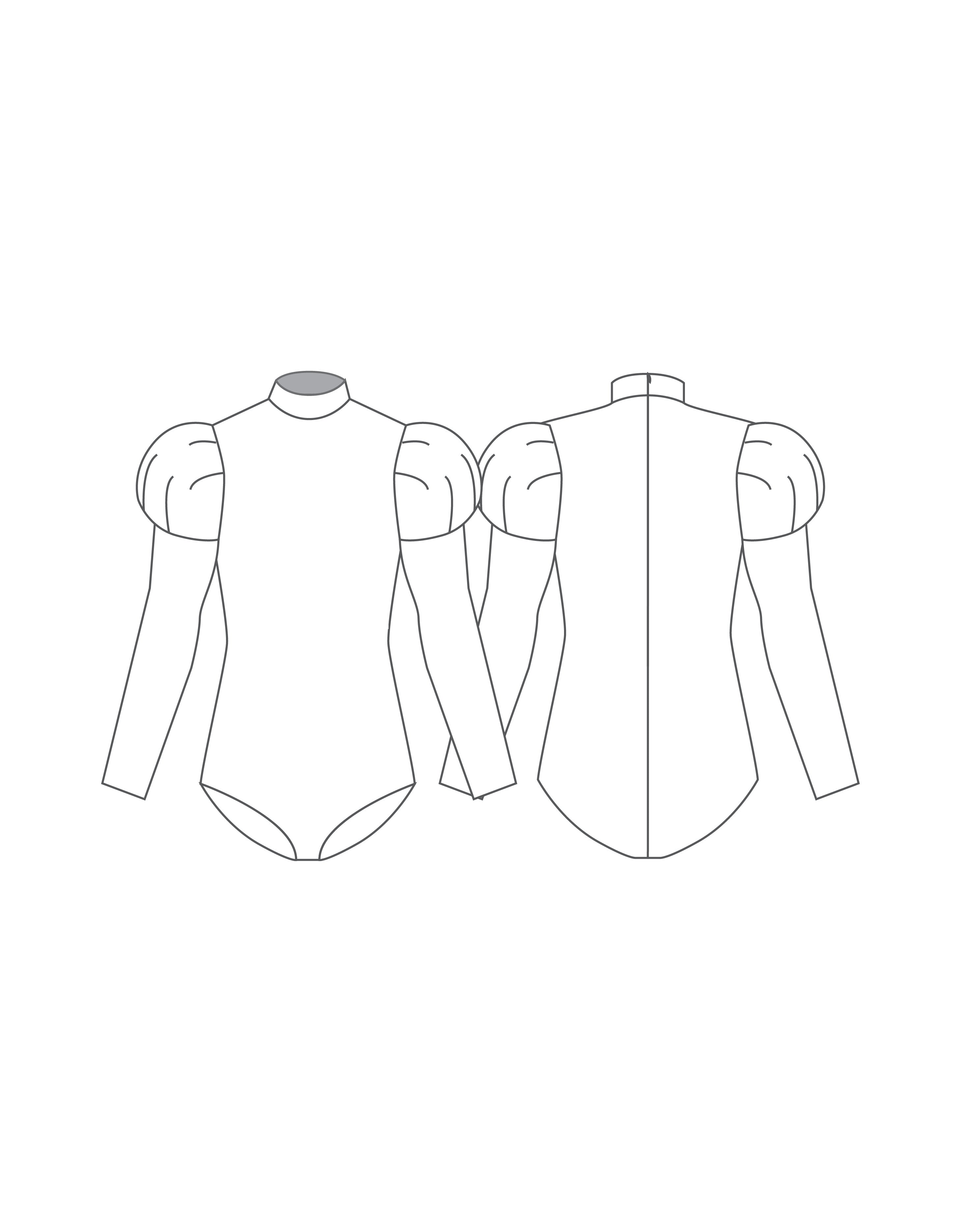 Custom Inked Long Puff Sleeve Leotard with Zipper Back - Lycra