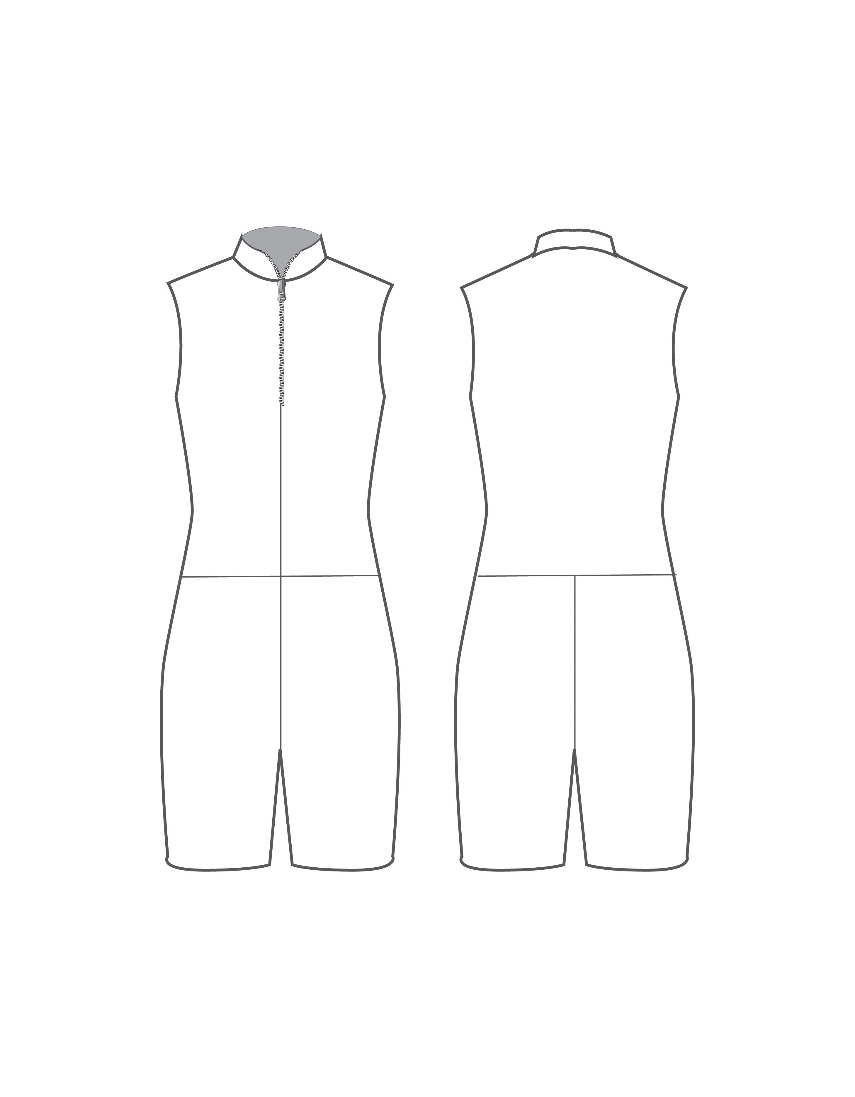 Custom Inked Sleeveless Zip Front Bikeshort Biketard - Lycra