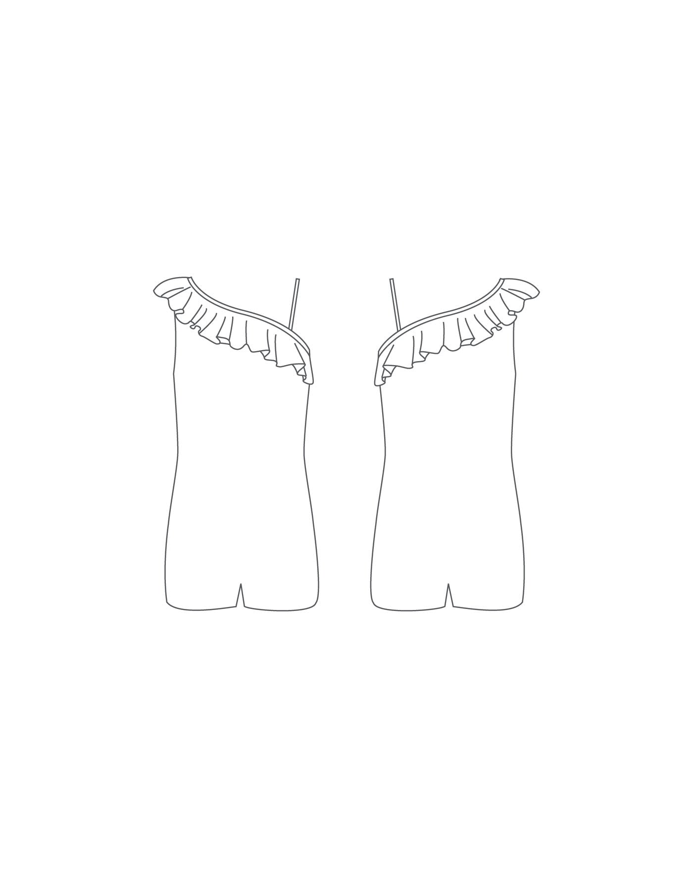 Custom Inked One Shoulder w Ruffle Biketard - Hologram