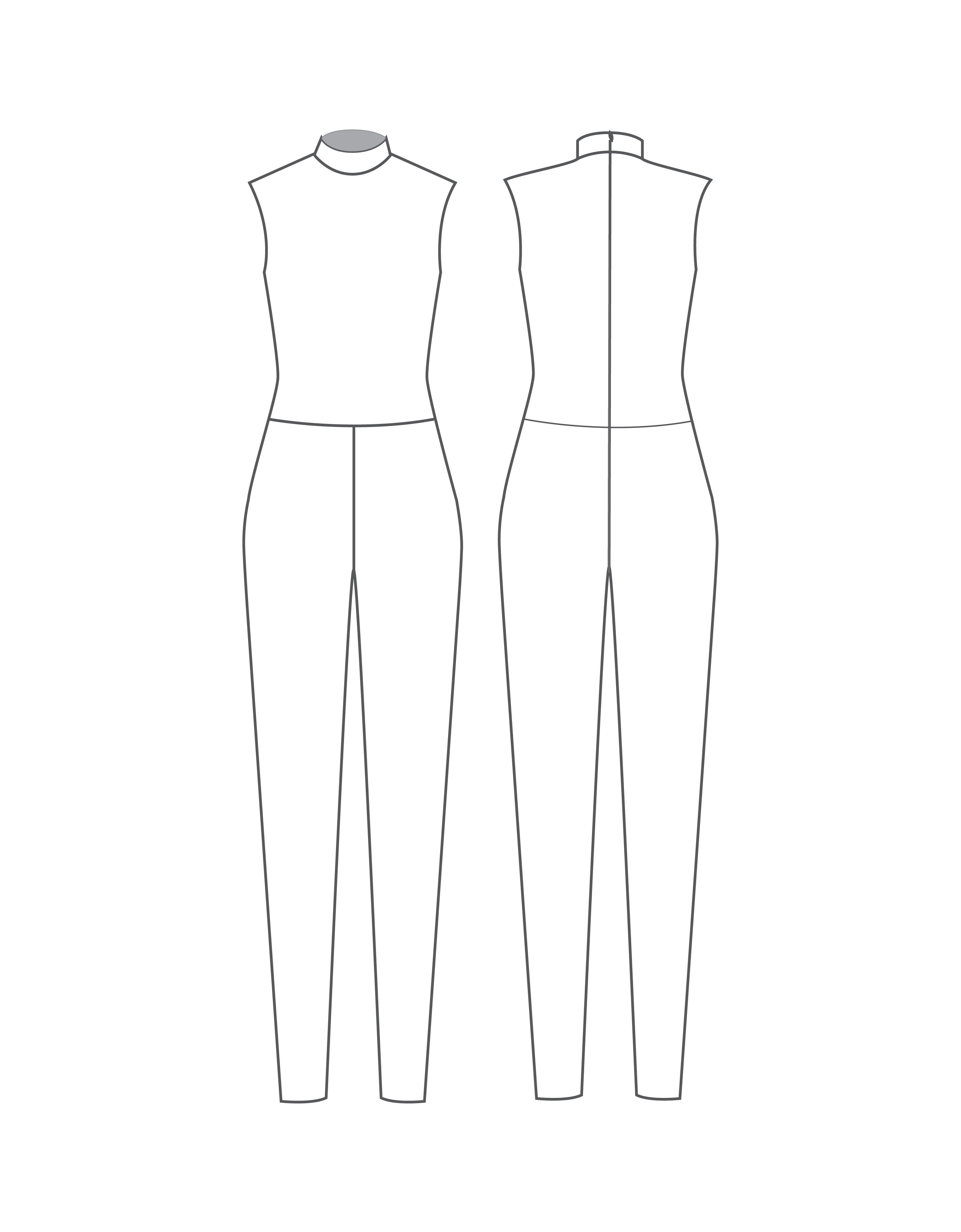 Custom Inked T Neck Sleeveless Zipper Back Unitard Waistseam - Lycra