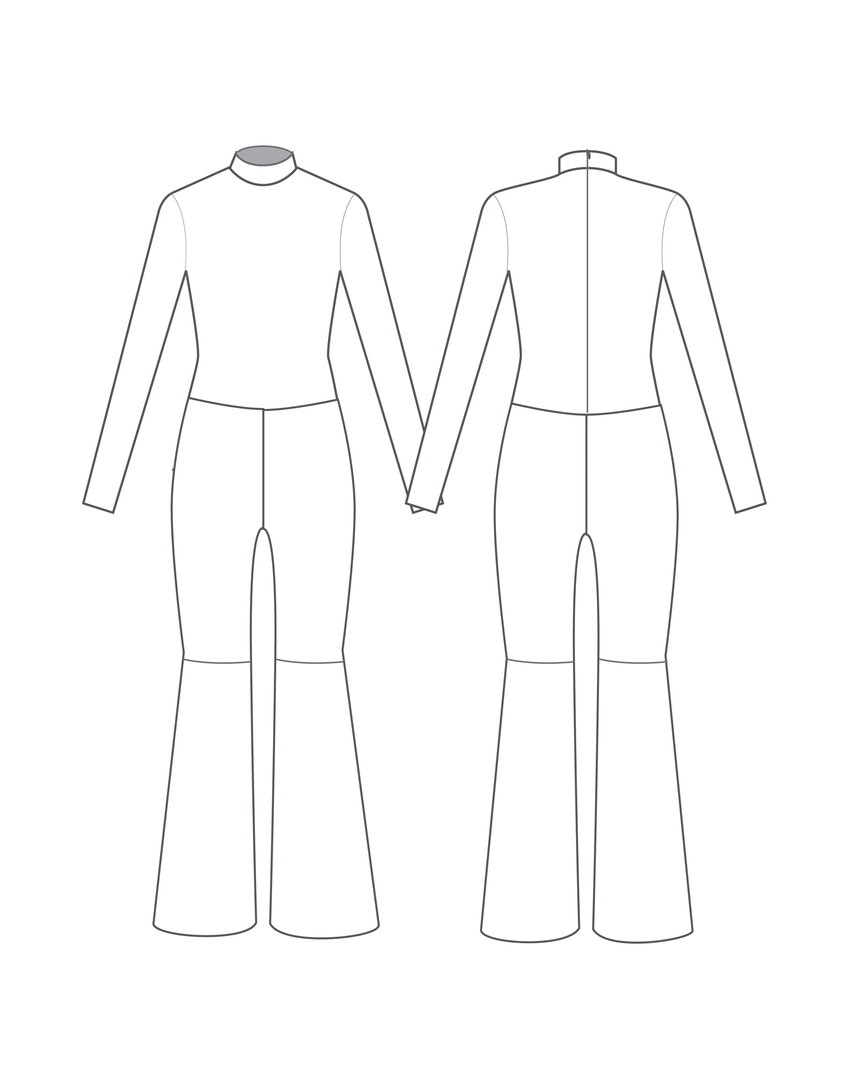 Custom Inked LS Zipper Back Wide Flare Pant Unitard - Lycra