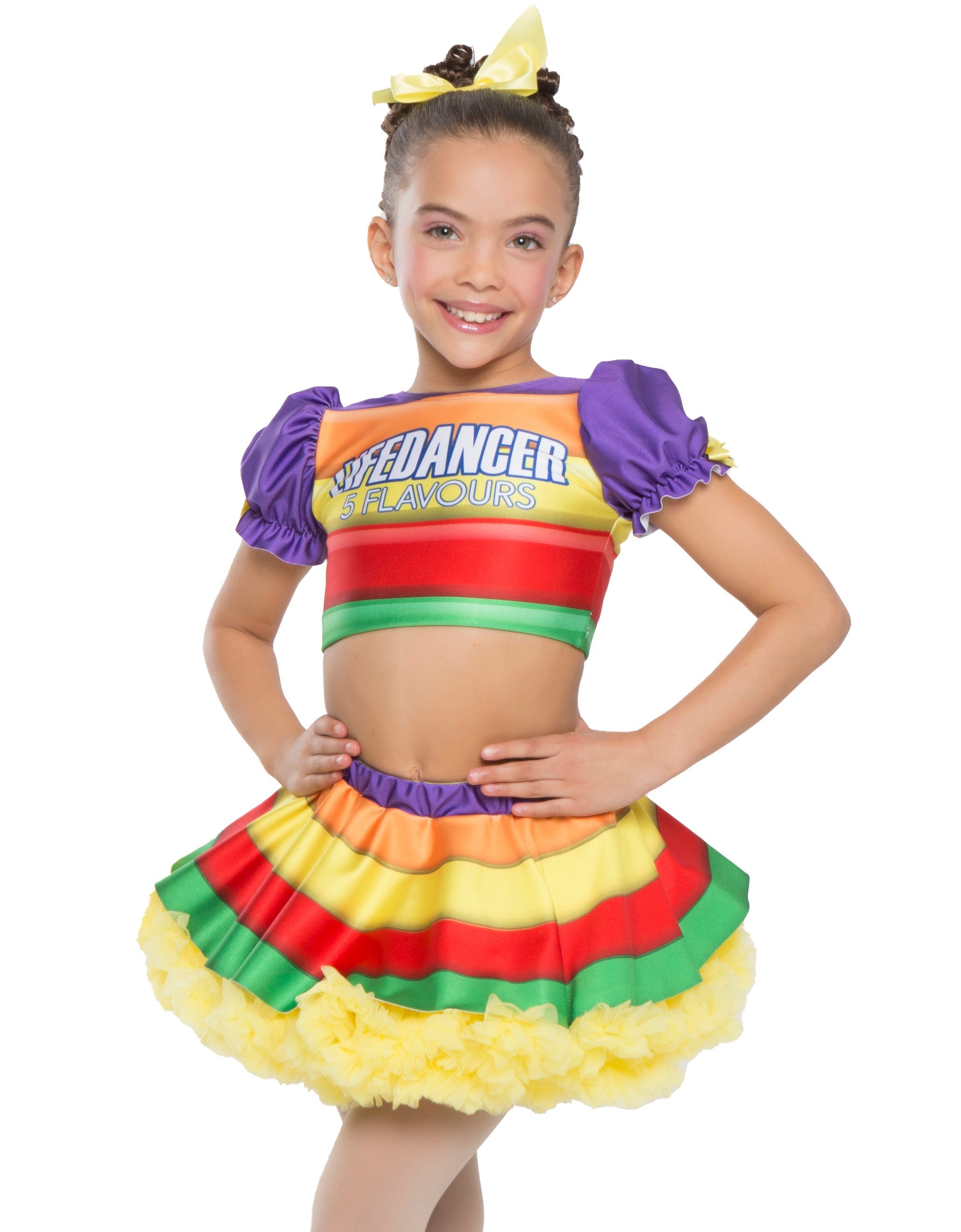 Rainbow Sweet Puff Sleeve Crop Top