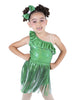 Solid Hologram One Shoulder Leotard with Ruffle