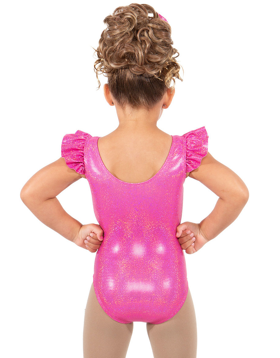 Solid Hologram Tank with Gather Sleeve Leotard