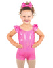 Solid Hologram Cami Biketard with Flutter Sleeves