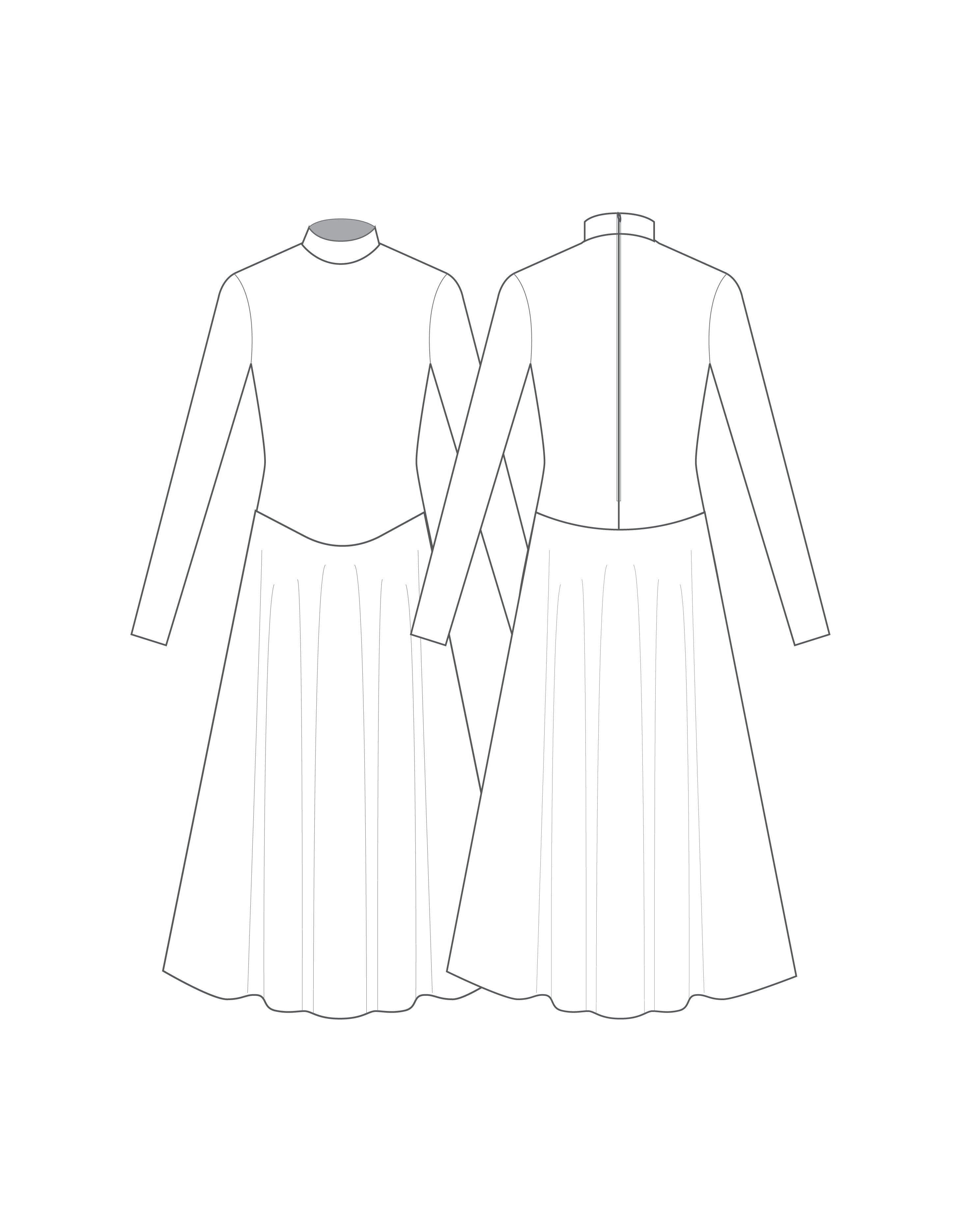 Custom Inked LS TNeck Zipper Back Dress with Floor Length Skirt - Lycra