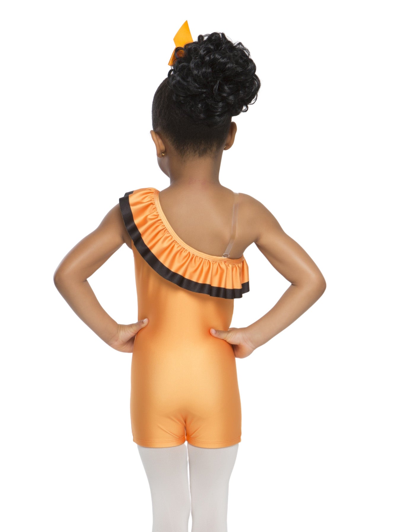 Orange Fish One Shoulder with Ruffle Biketard