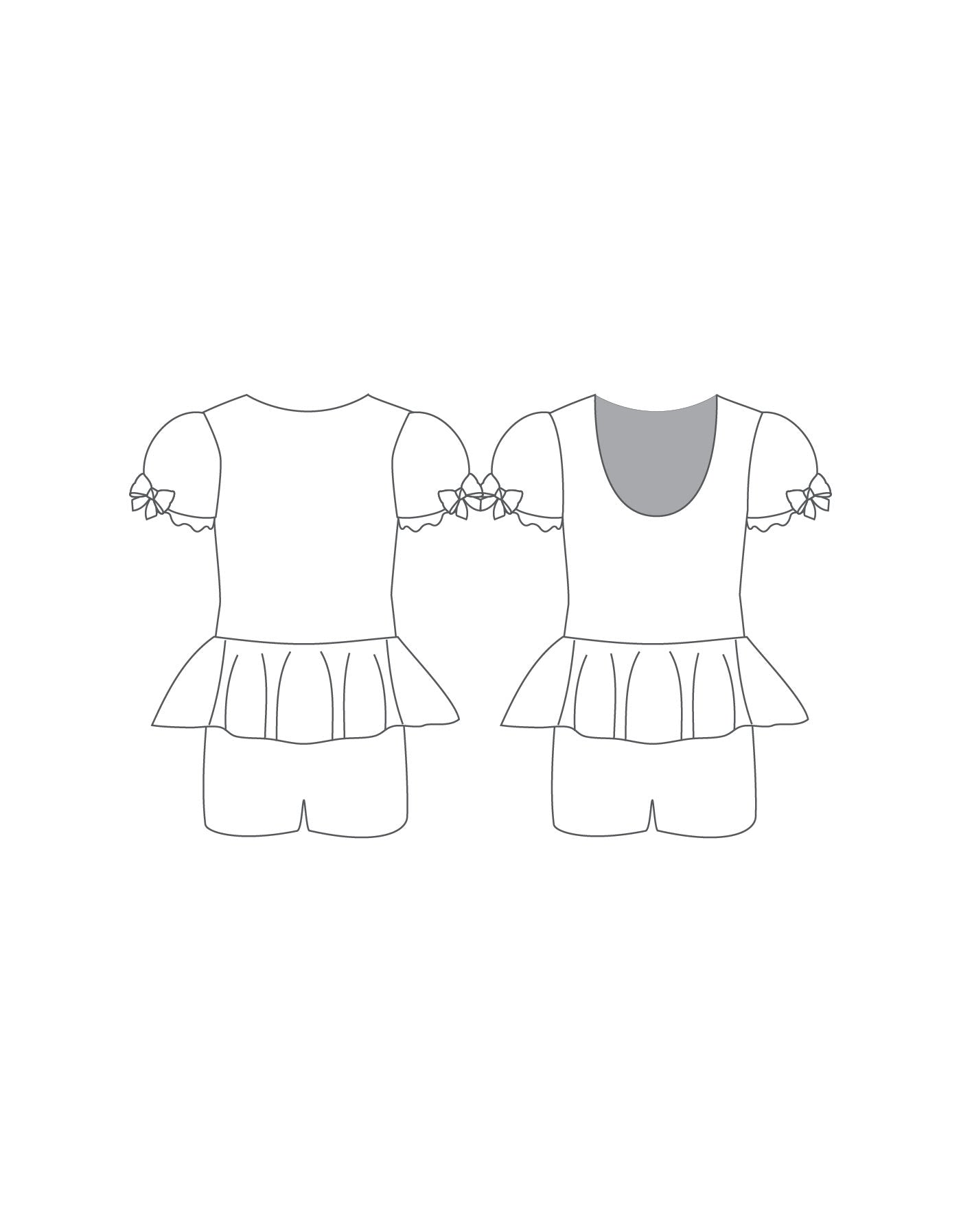 Custom Inked Puff Sleeve Biketard w Peplum - Hologram