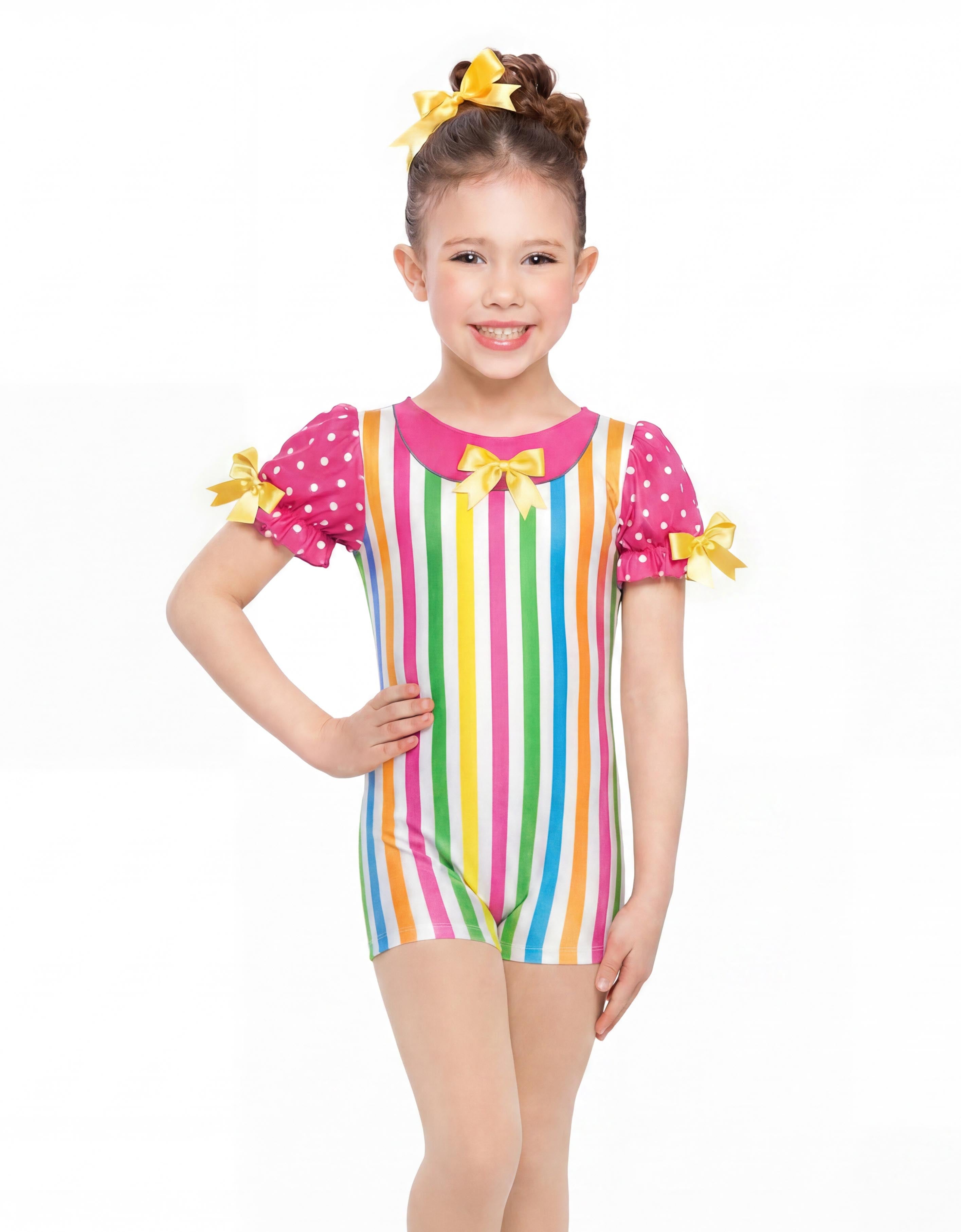 Candy Striper Puff Sleeve Biketard