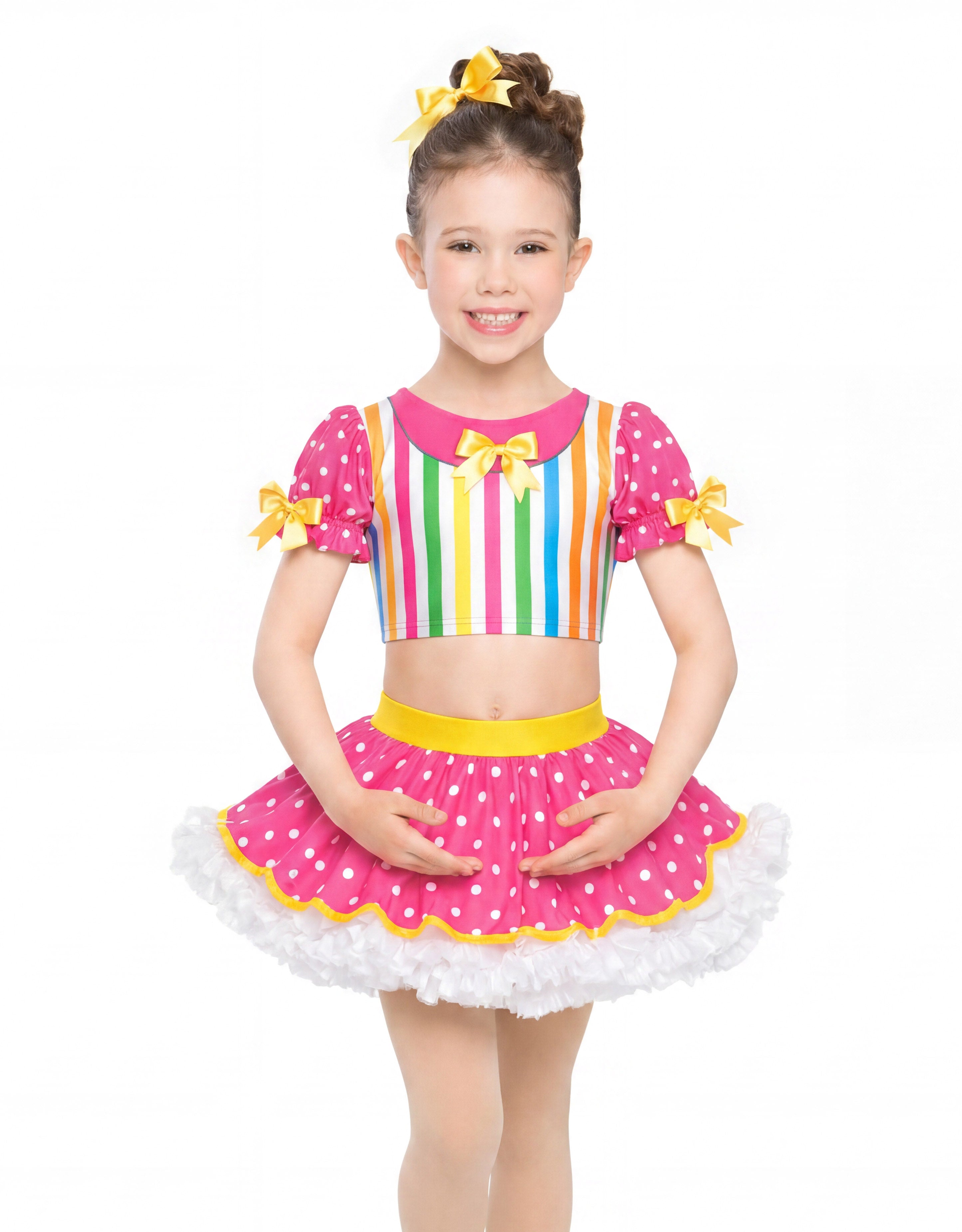 Candy Striper Puff Sleeve Crop Top
