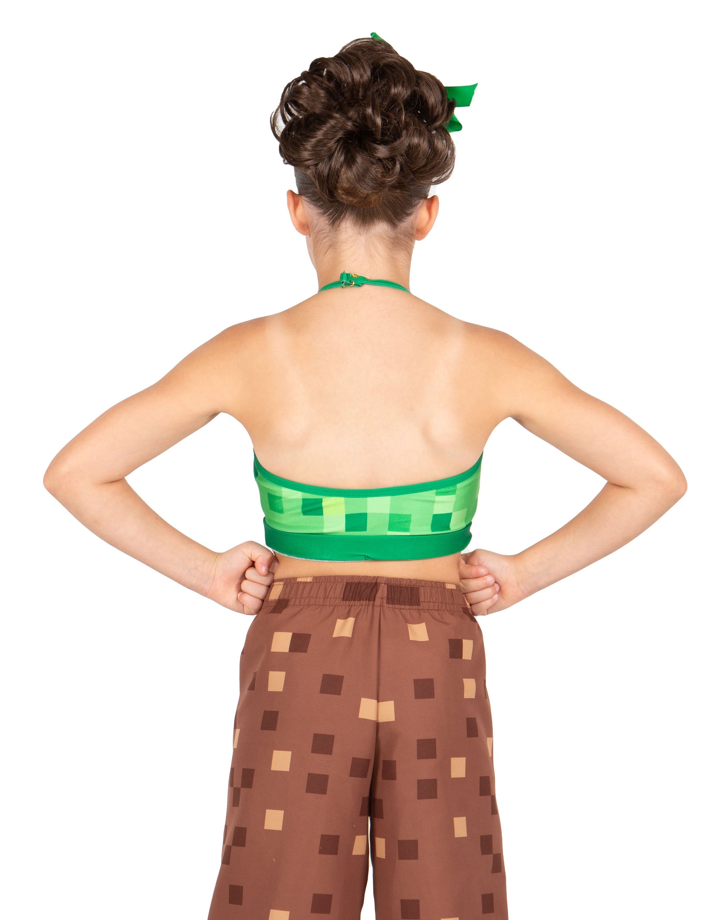 Pixels Halter Binding Crop Top