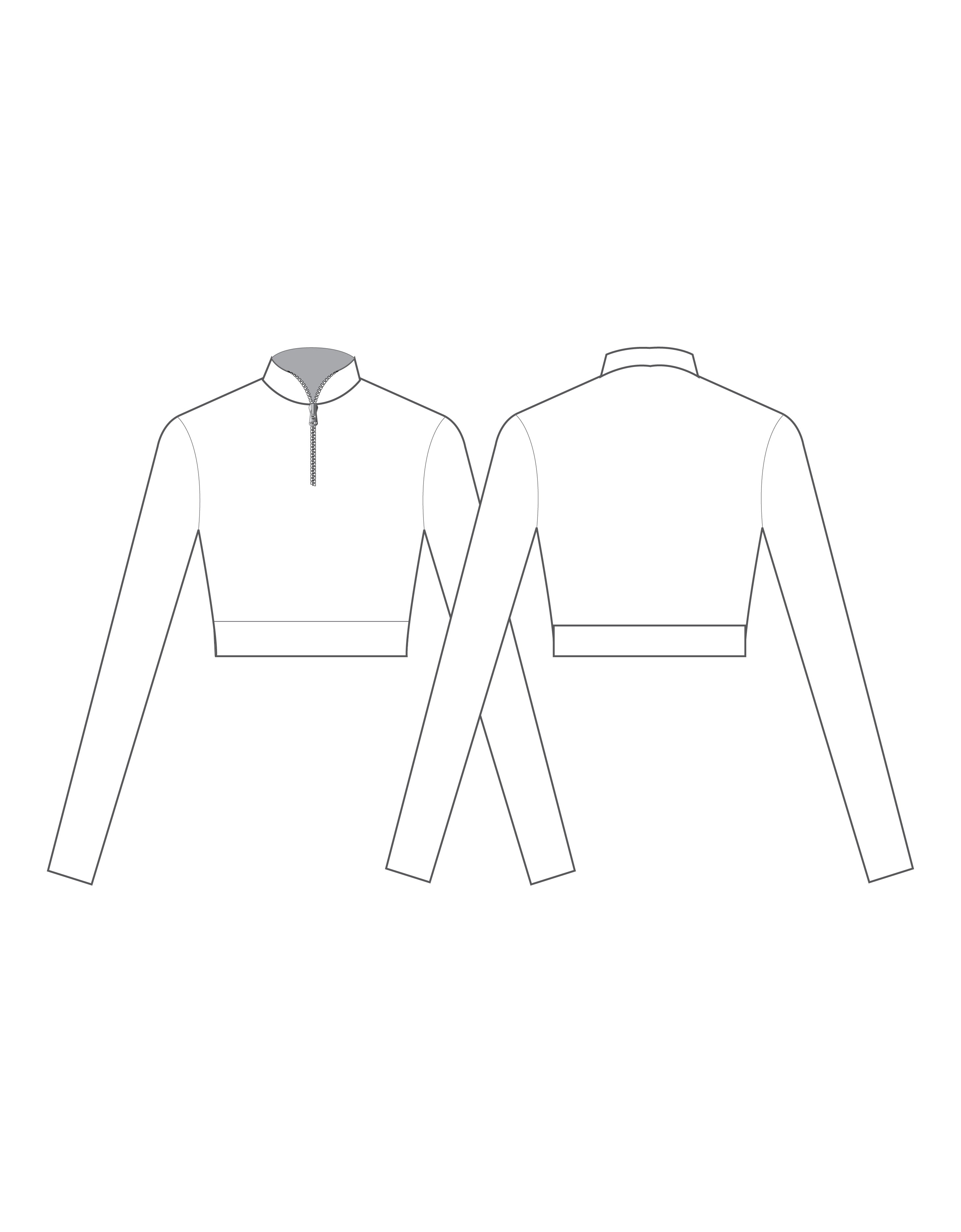 Custom Inked LS Tneck Zipper Front Crop Top - Lycra