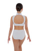 Solid Lycra Keyhole Open Back Leotard - Tall Collar