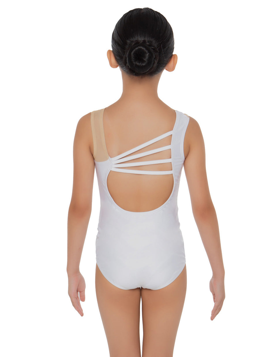 Solid Lycra Sleeveless Spectral Leotard Nude Mesh