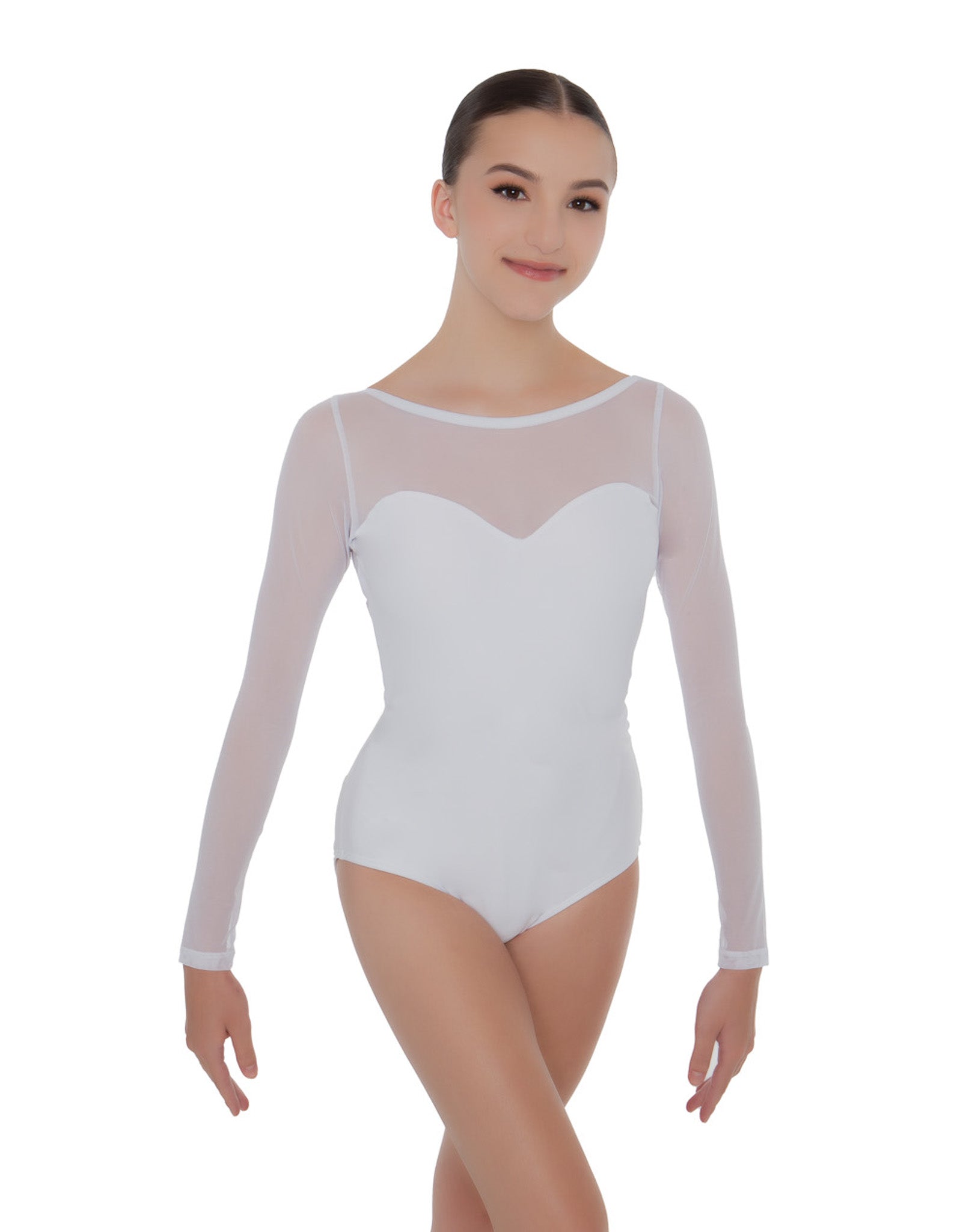 Solid Lycra LS Mesh Sweetheart Leotard