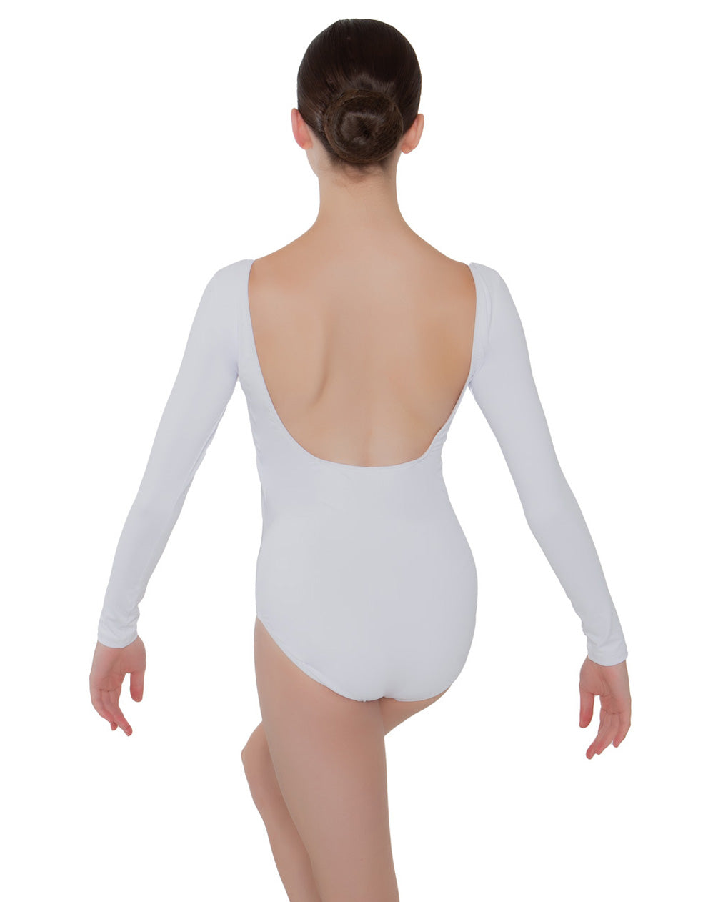 Solid Lycra LS Boatneck Open Back Leotard