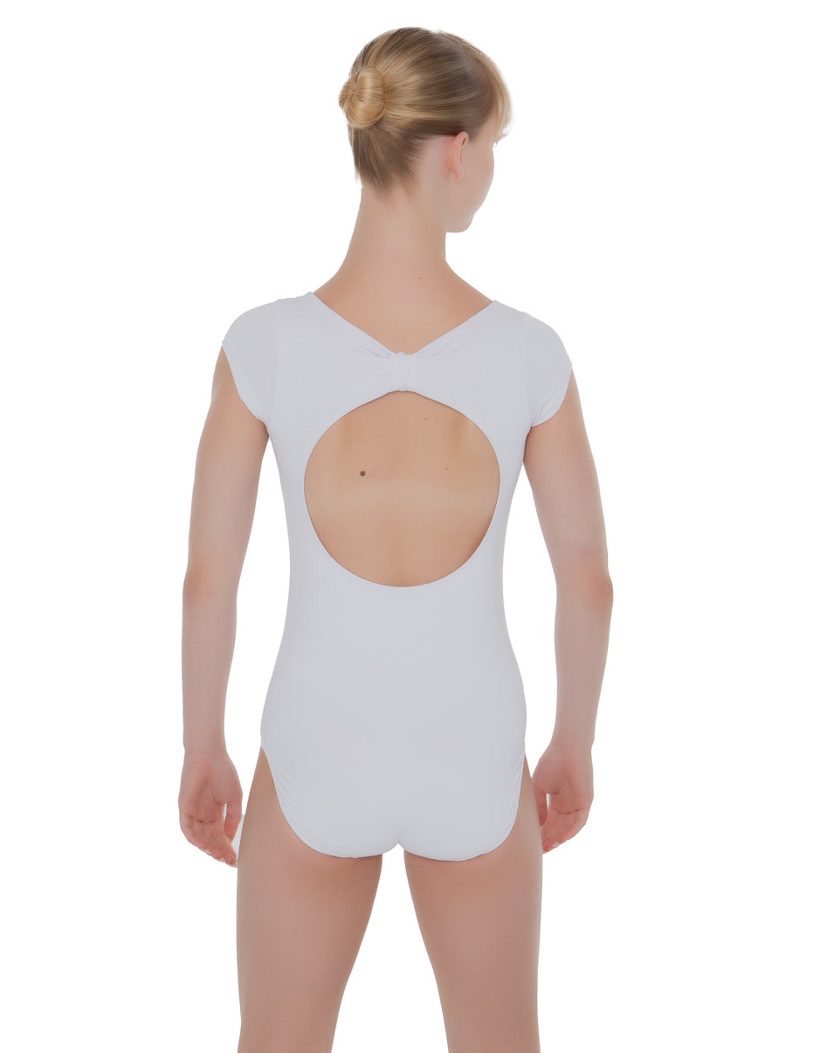 Solid Lycra Cap Sleeve Scoop Neck Open Back Leotard