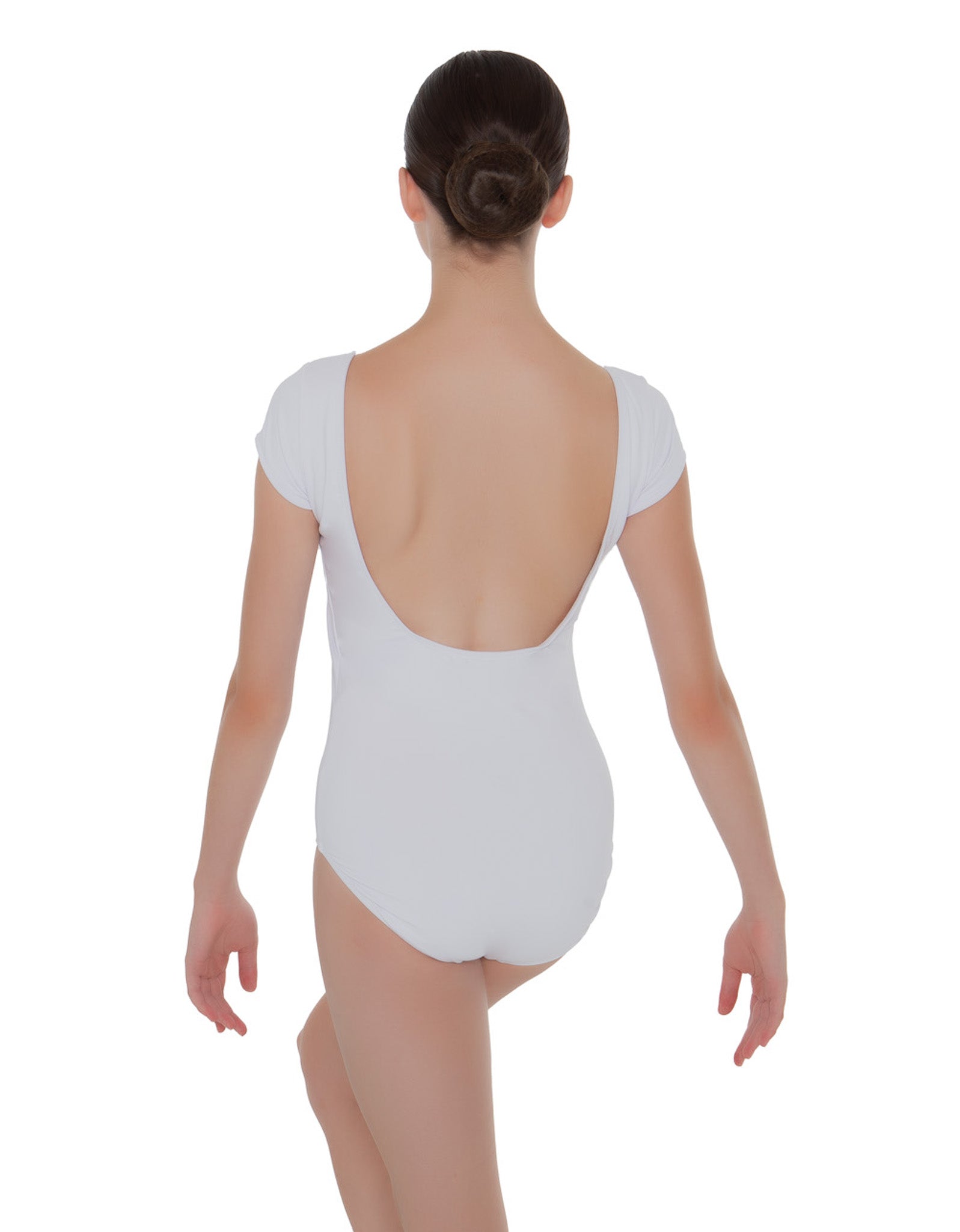 Solid Lycra Cap Sleeve Boatneck Open Back Leotard