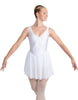 Solid Lycra and Chiffon V Neck Bodice Dress
