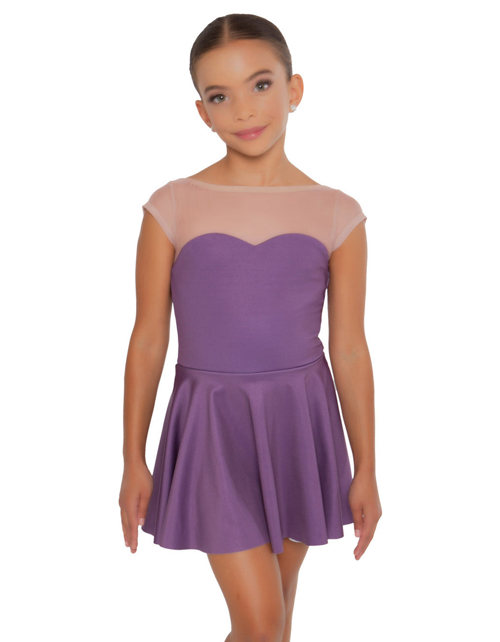 Solid Lycra Mesh Sweetheart with Cap Sleeve Dress