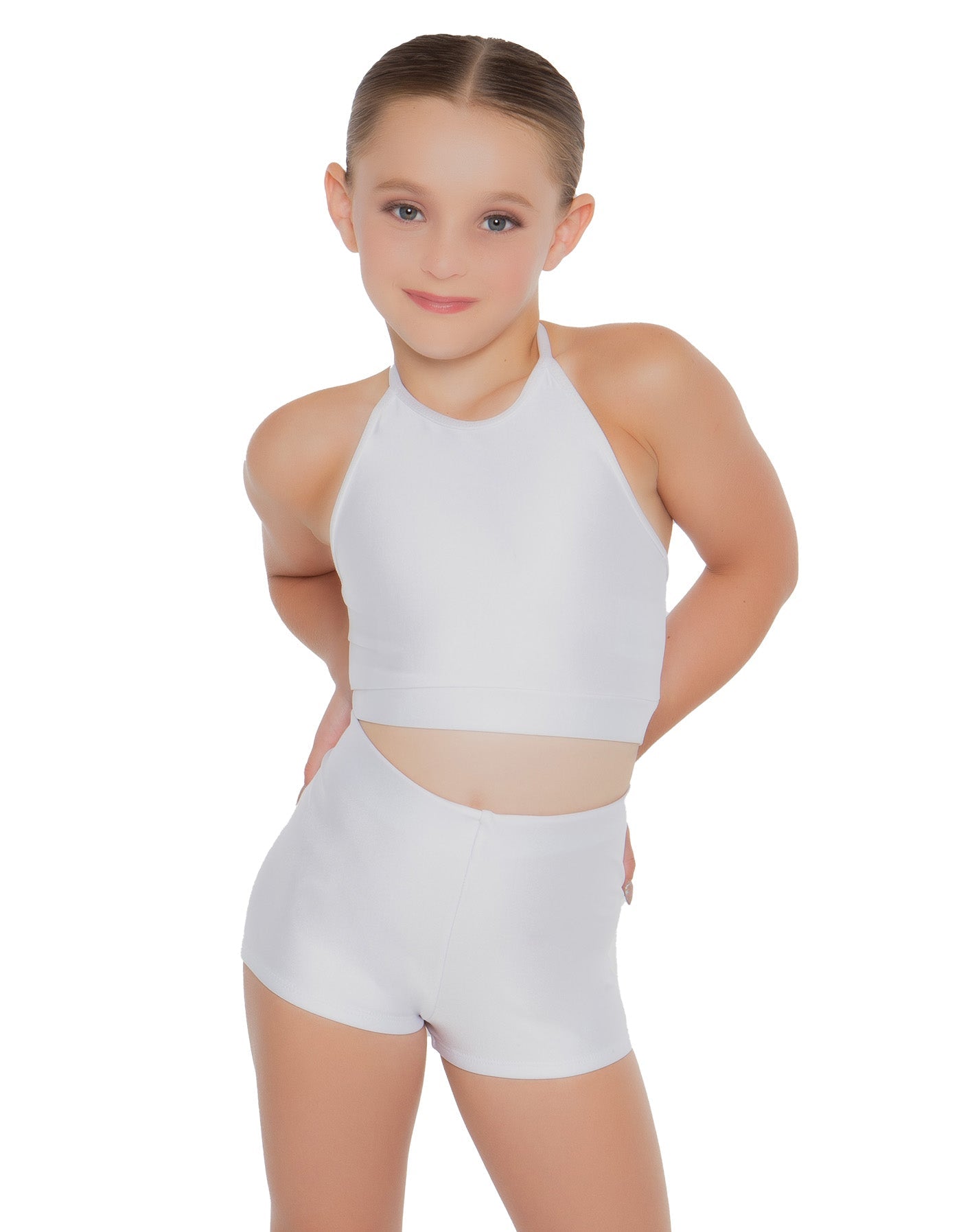 Solid Lycra Halter Binding Crop Top