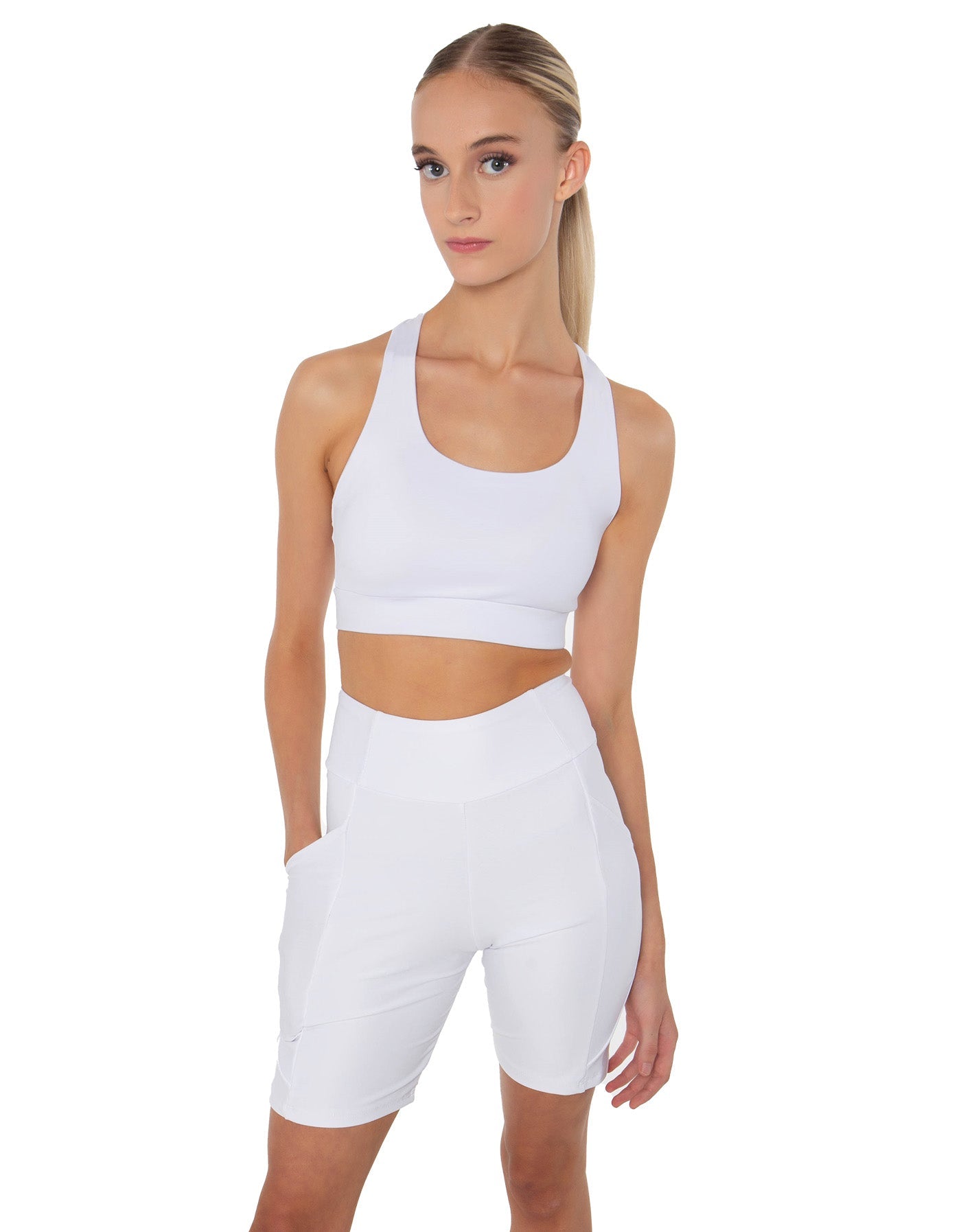 Solid Lycra Scoop Neck Spaghetti Strap Crop