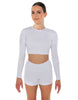 Solid Lycra LS Crop Top Keyhole Back